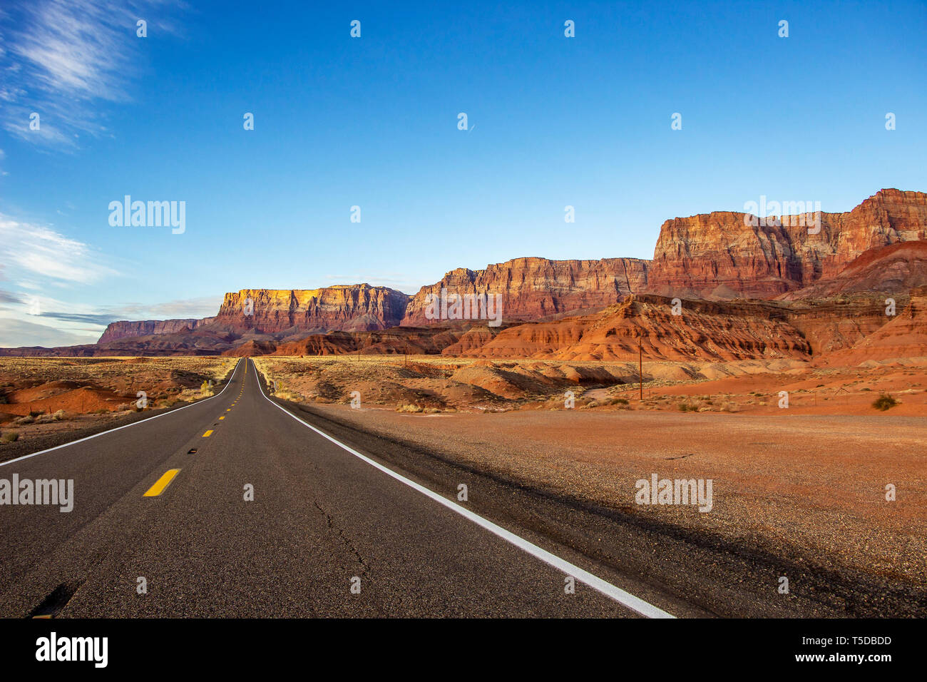 Lonely high desert highway to nowhere in Northern Arizona. Stock Photo