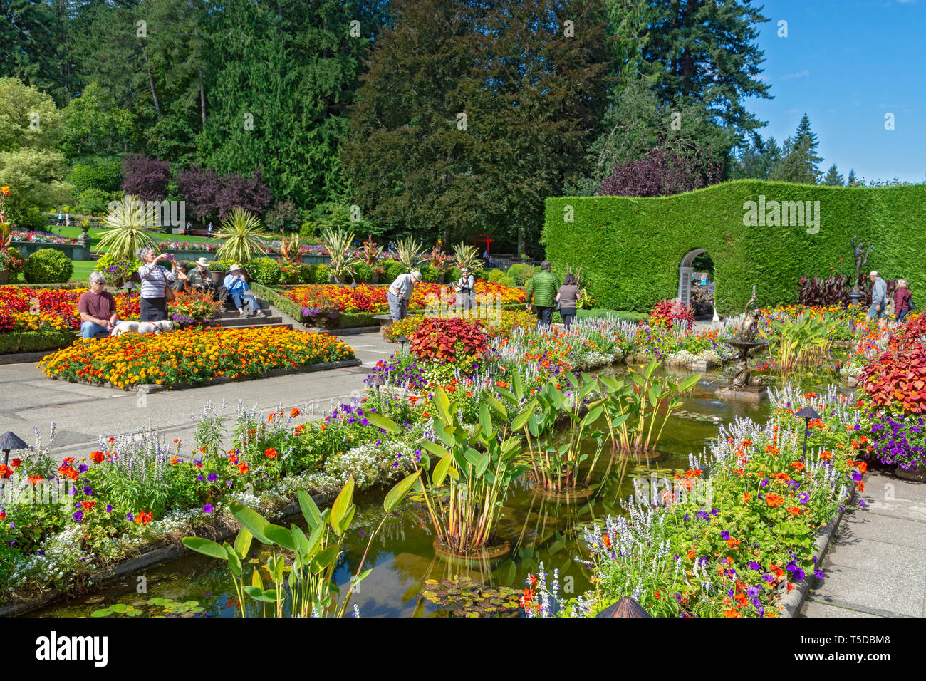 Canada, Brentwood Bay, Butchart Gardens, Italian Garden Stock Photo