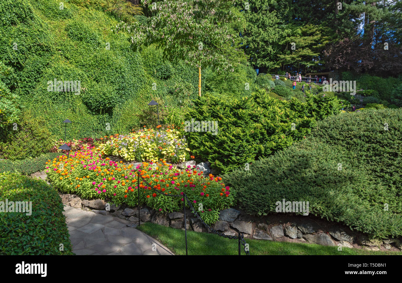 Canada, Brentwood Bay, Butchart Gardens, Sunken Garden Stock Photo