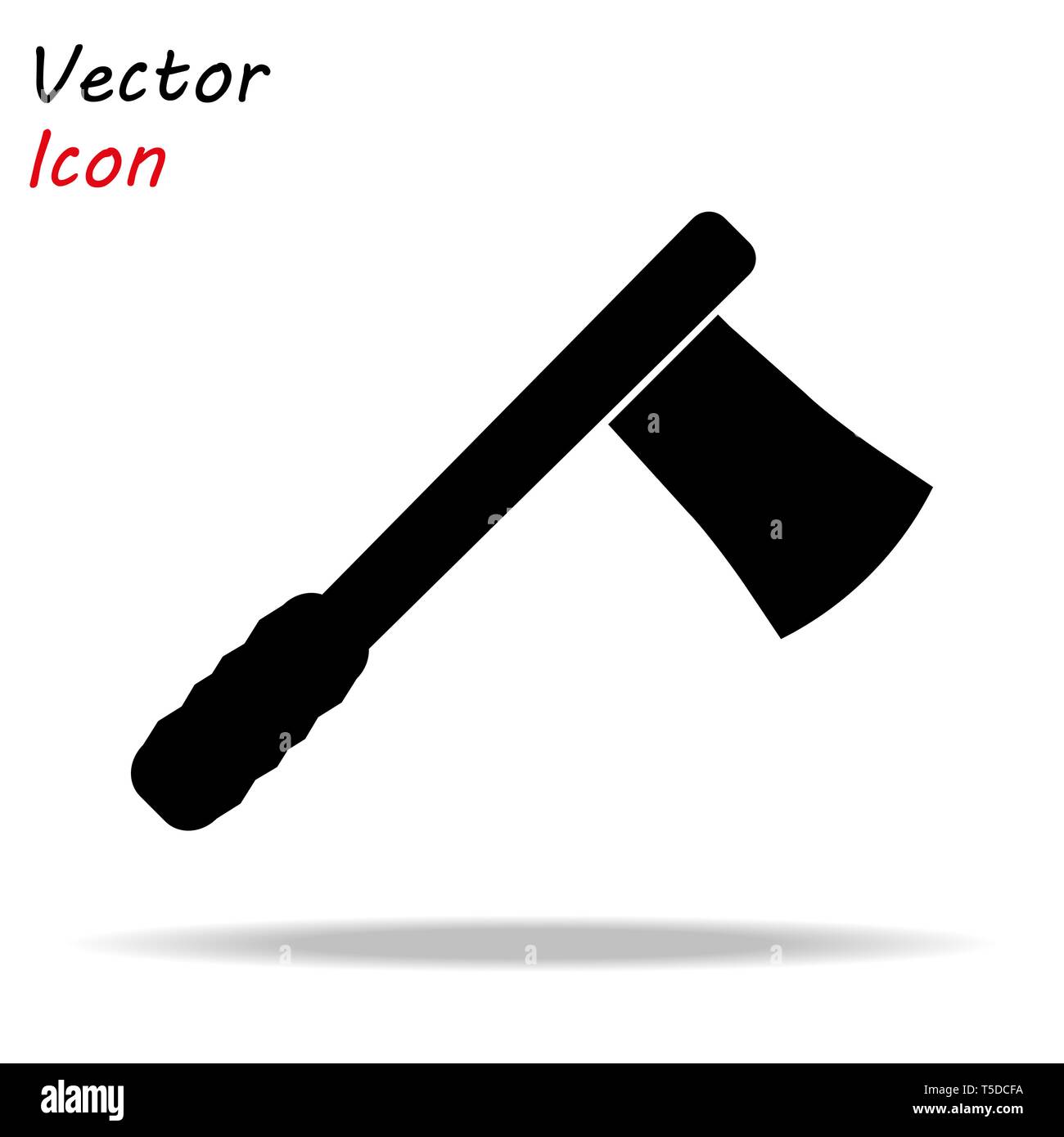 Axe icon flat. Illustration isolated vector sign symbol. Black wood ax ...