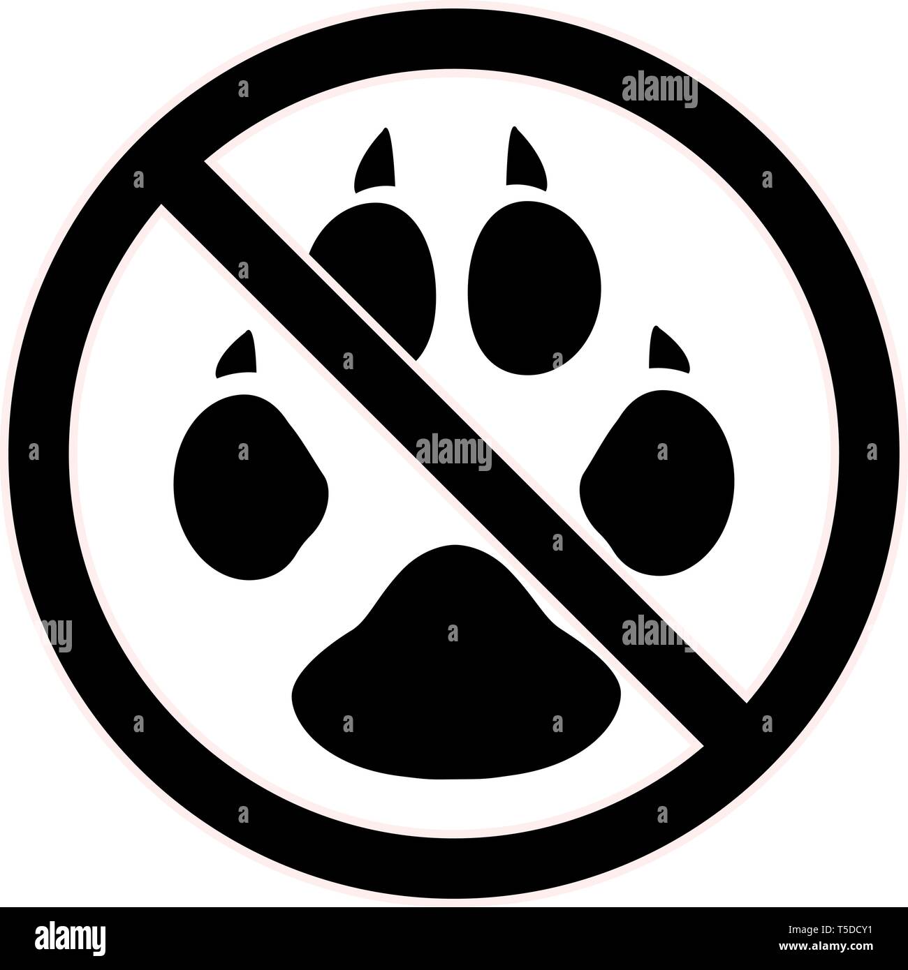 No Animals Allowed Silhouette Sign Store Symbol With Crossed Cat
