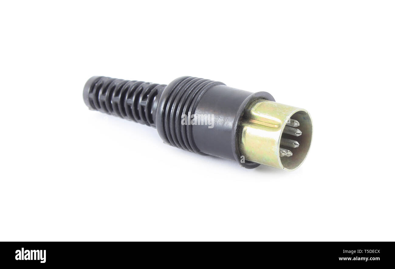 Audio connector from the old stereo equipment isolated on white Stock