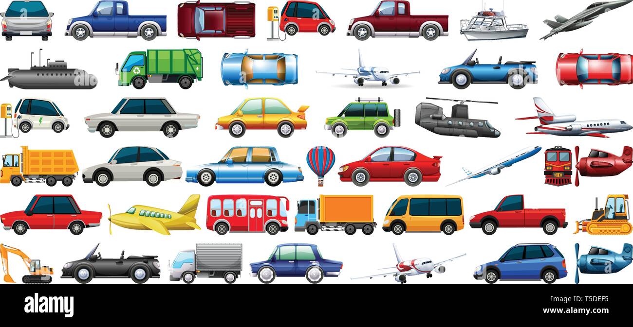 Set of transportation vehicle illustration Stock Vector Image & Art - Alamy