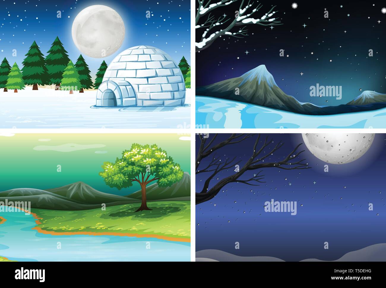 Set of nature landscape illustration Stock Vector Image & Art - Alamy