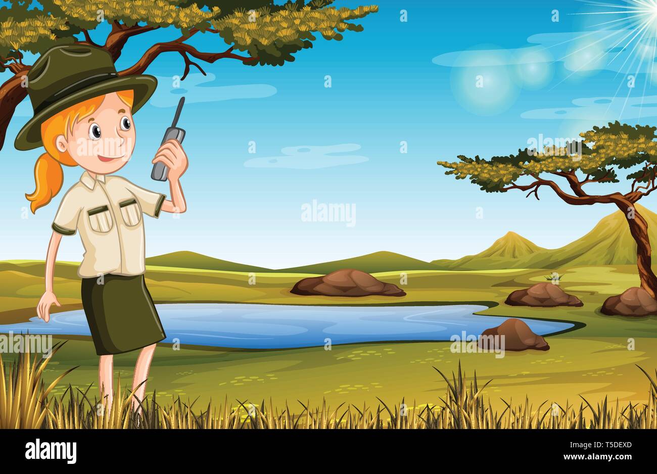 Zookeeper in the nature illustration Stock Vector Image & Art - Alamy