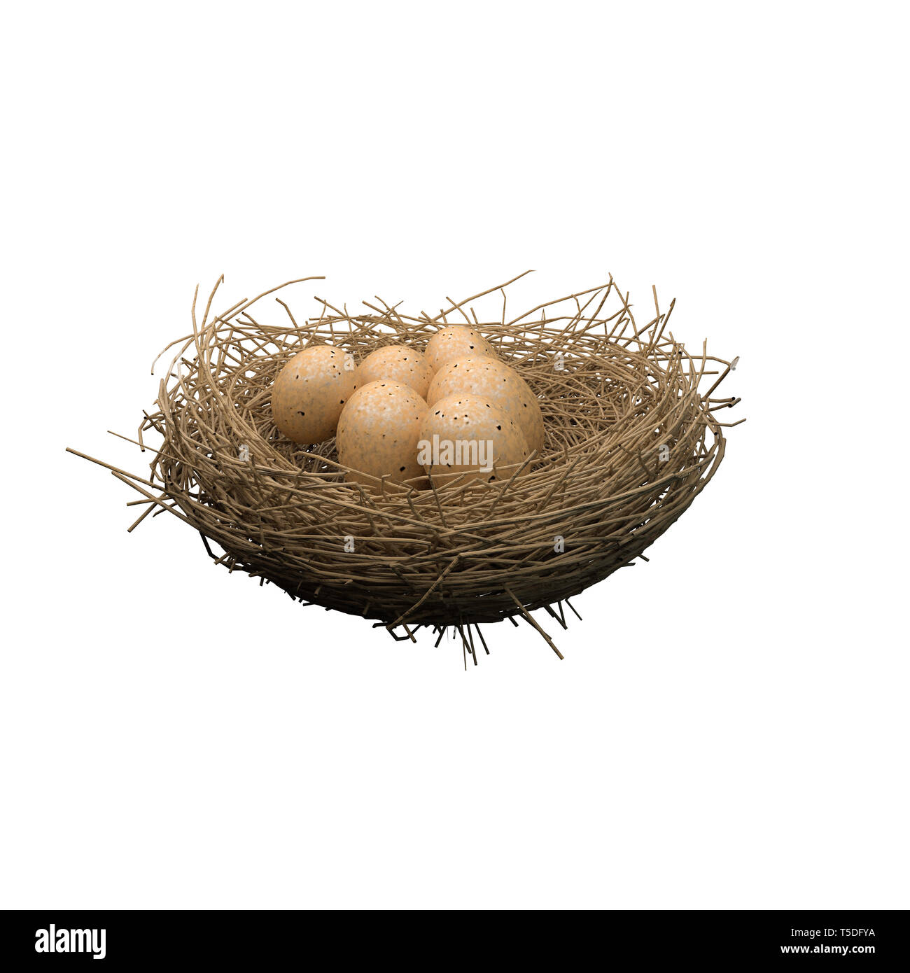 nest with eggs isolated on white background 3d illustration Stock Photo ...