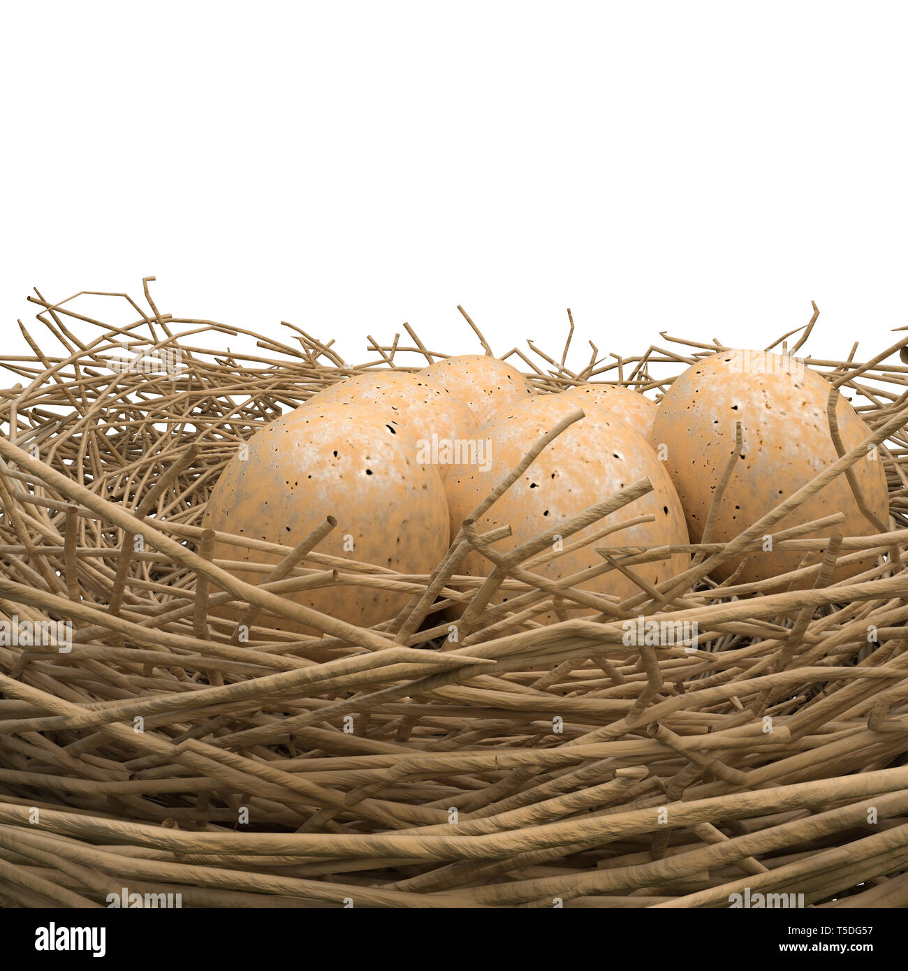 nest with eggs isolated on white background 3d illustration Stock Photo ...
