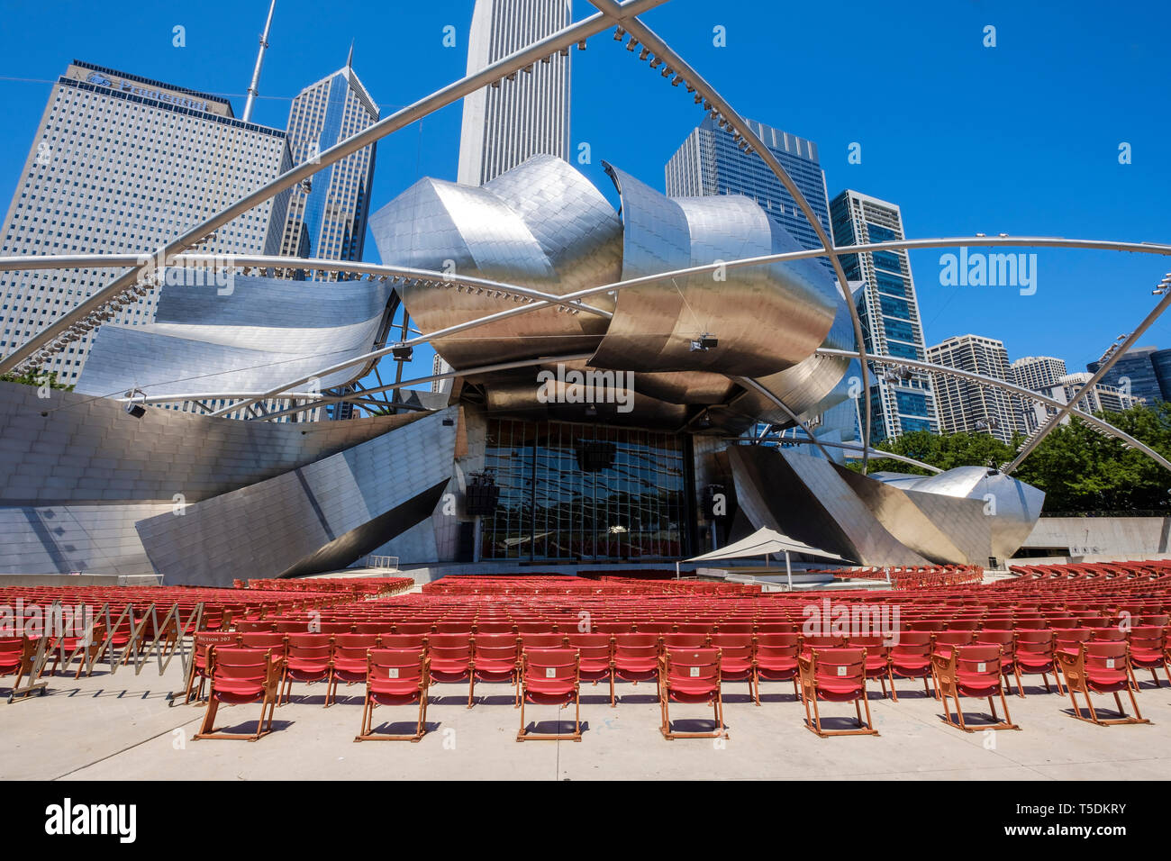 Jay Pritzker Pavilion at Millennium Park in Downtown Chicago Stock Photo