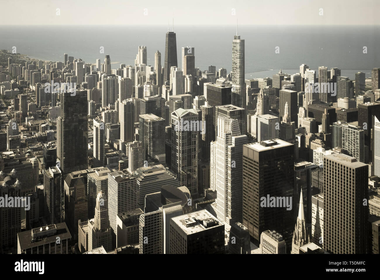 Outstanding Bird Eye View Of Downtown Chicago From The Skydeck At