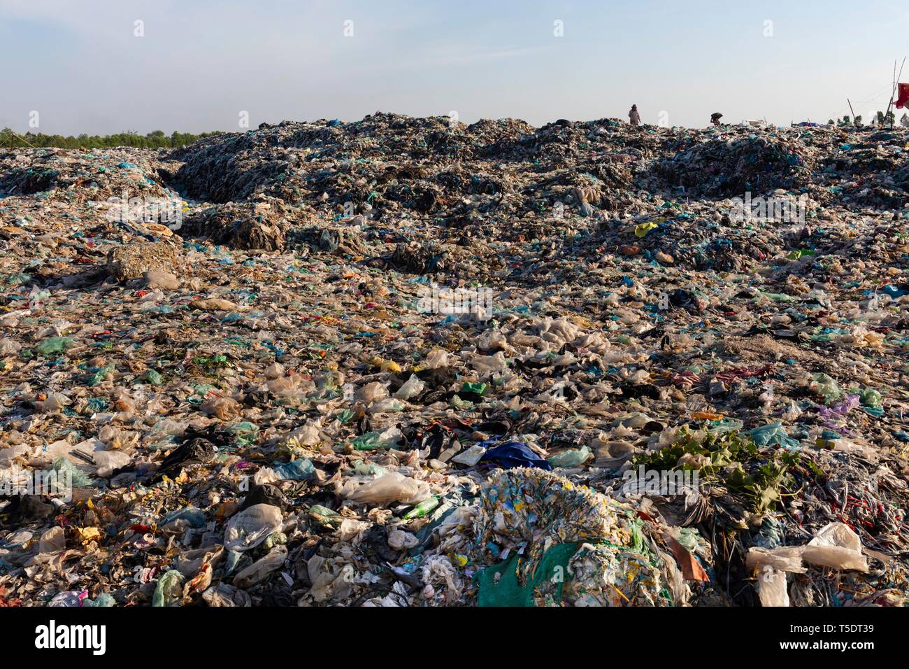 Garbage dump with plastic garbage, Choeung Ek, Phnom Penh, Cambodia Stock Photo