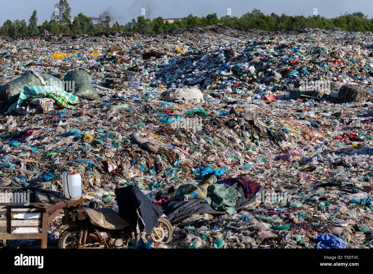 Garbage dump with plastic garbage, Choeung Ek, Phnom Penh, Cambodia Stock Photo