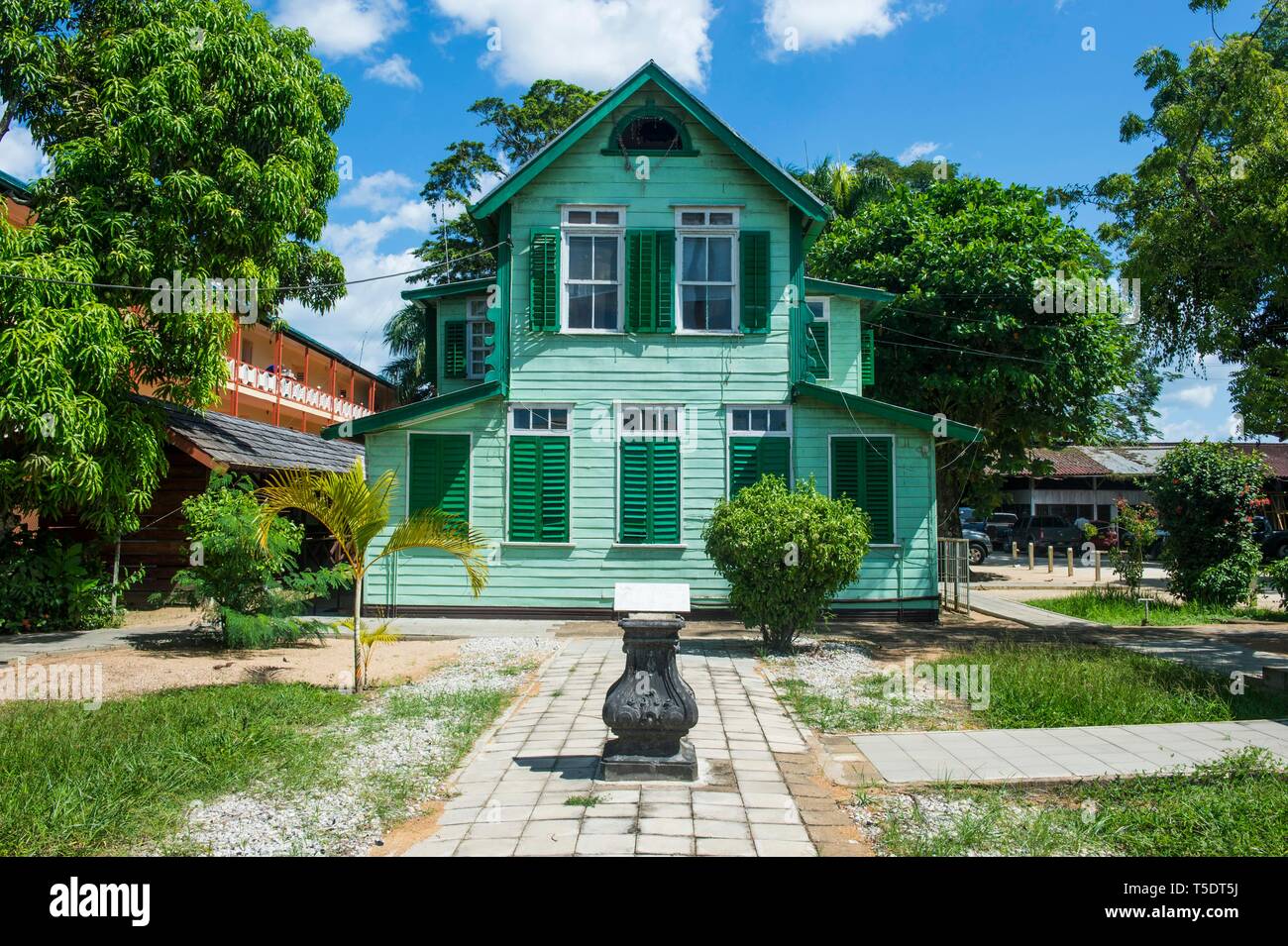 Dutch colonial wooden building, historic old town, UNESCO World Heritage Site, Paramaribo, Suriname Stock Photo