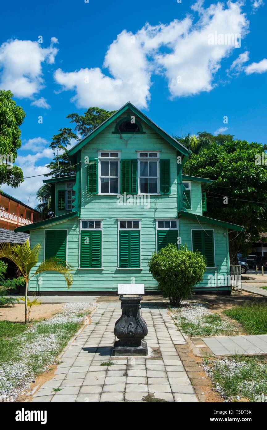 Dutch colonial wooden building, historic old town, UNESCO World Heritage Site, Paramaribo, Suriname Stock Photo