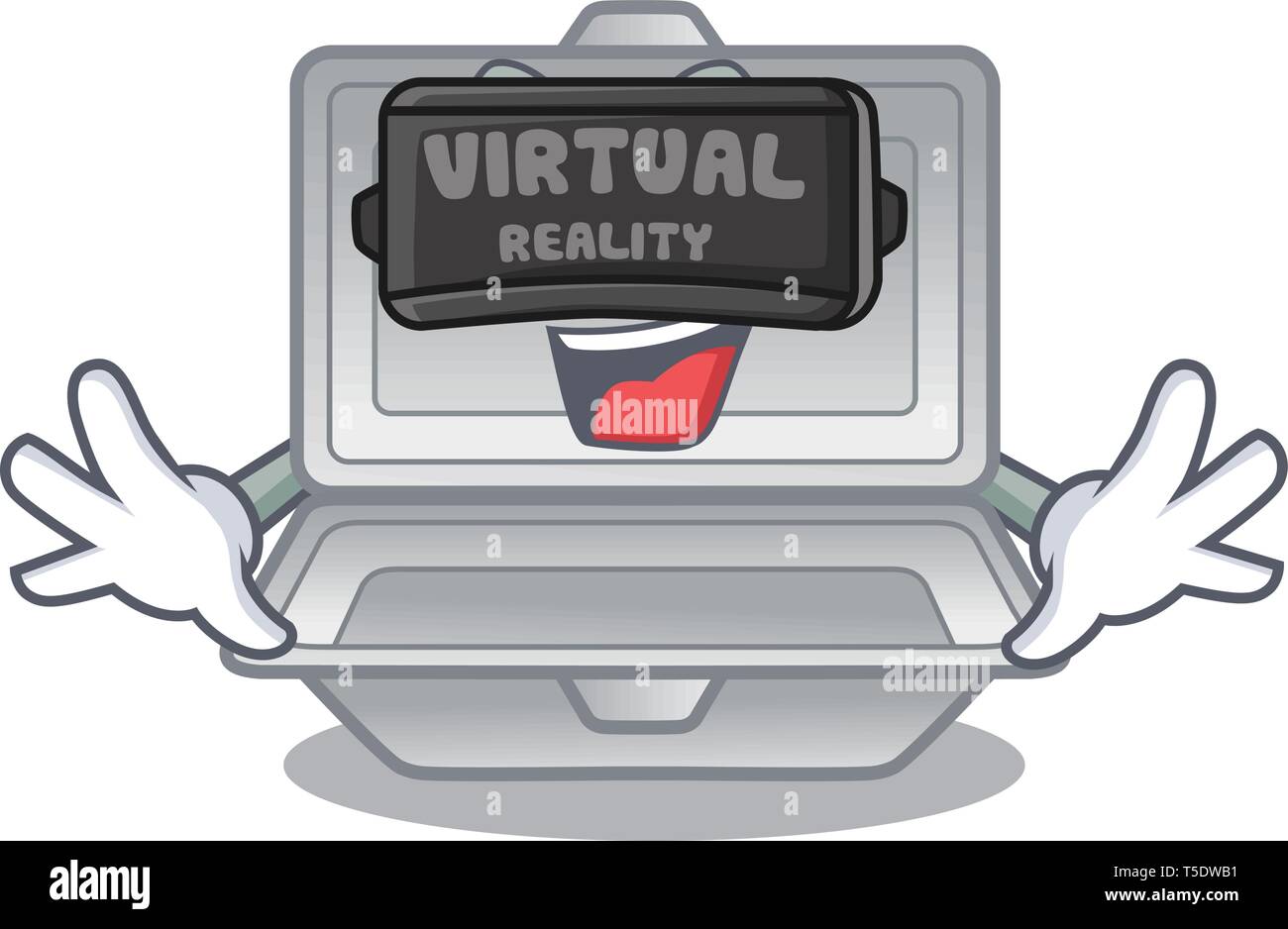 Virtual reality open styrofoam in the character box Stock Vector