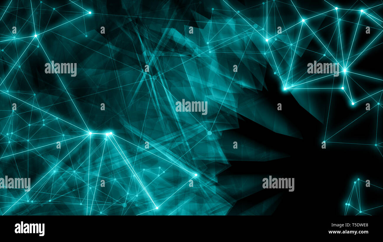 Modern random geometric pattern connected polygons, science connections, circle dots background conception Stock Photo