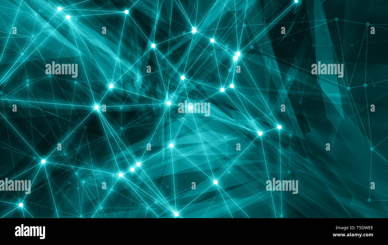New technology transformation connected dots and lines background Stock Photo