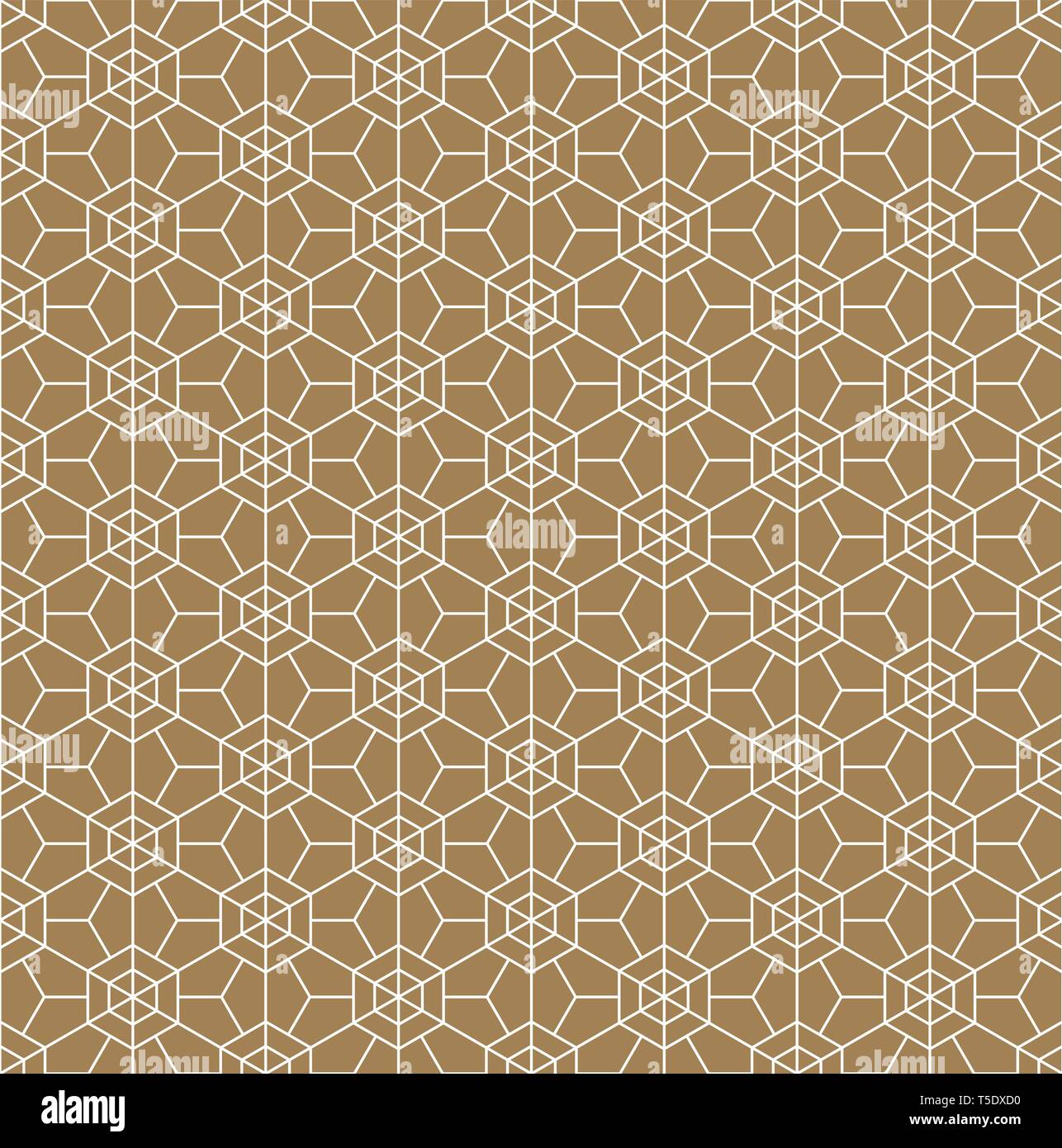 Seamless geometric pattern based on Japanese ornament Kumiko.Gold