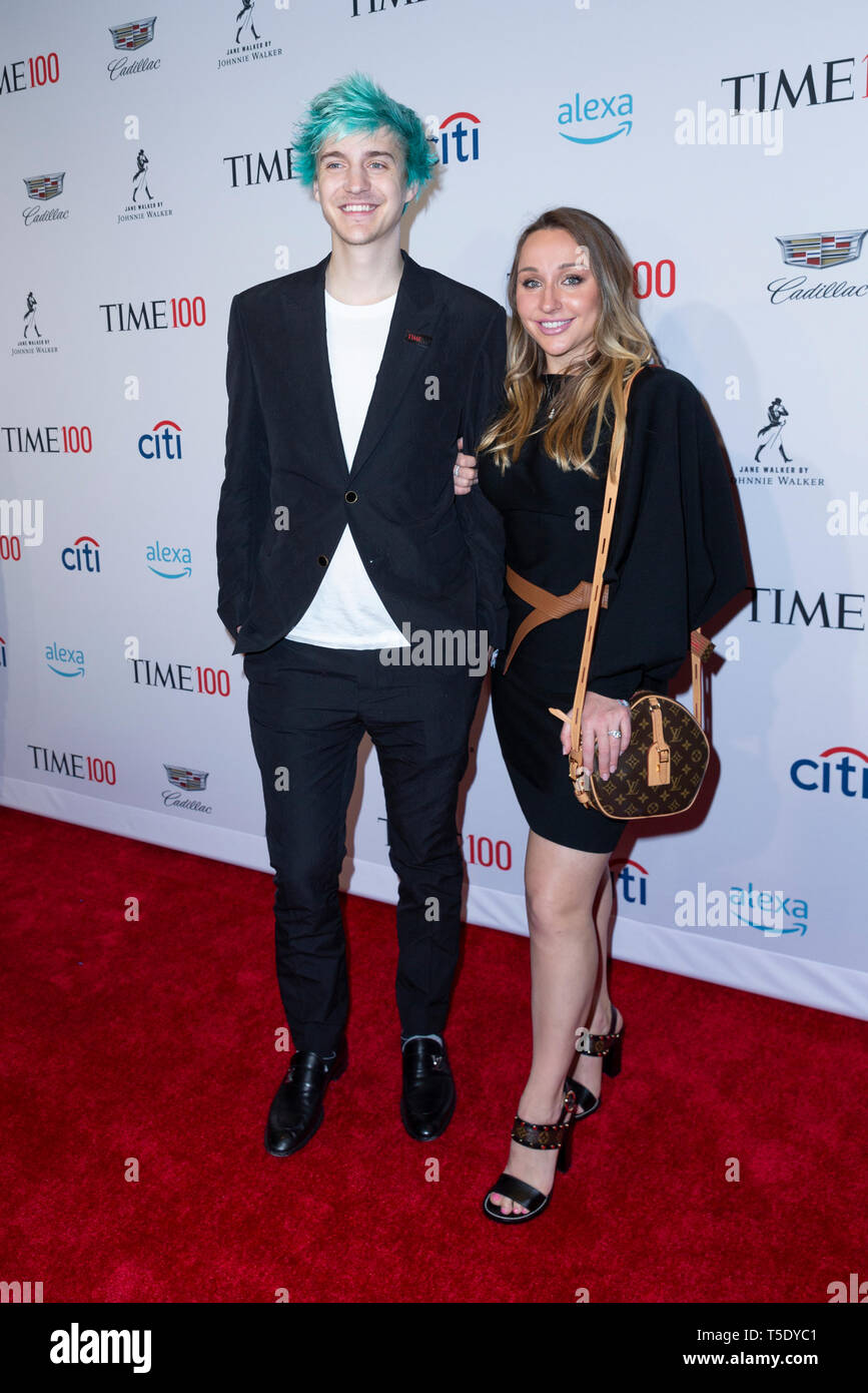New York, NY - April 23, 2019: Richard Tyler Blevins aka Ninja and Jessica Goch attend the TIME 100 Gala 2019 at Jazz at Lincoln Center Stock Photo