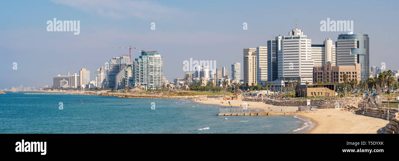 Panorama of the waterfront of Tel Aviv, Israel.  Stock Photo
