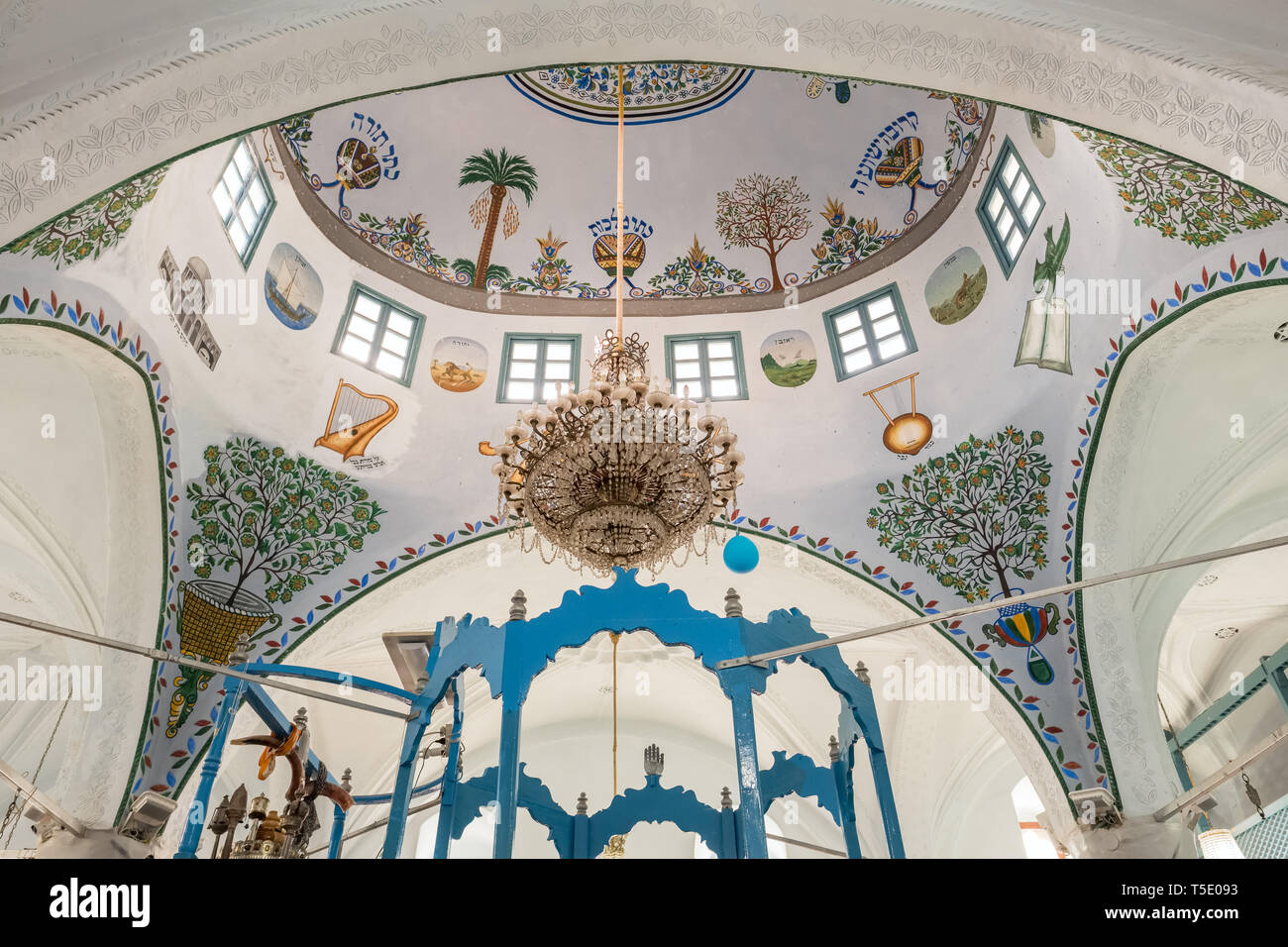 Inside the Abuhav synagoge in Tzfat, Israel Stock Photo