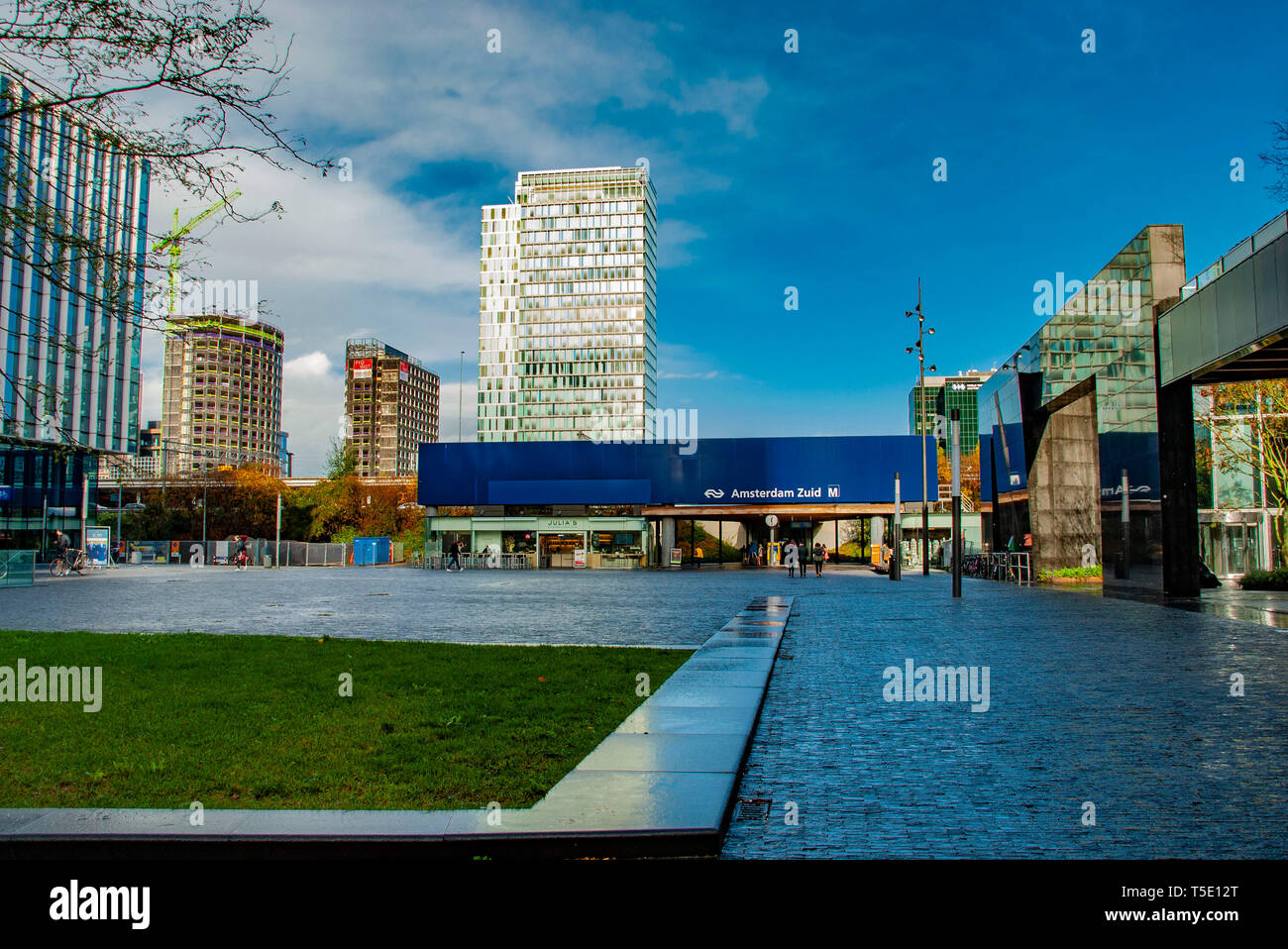 Modern architecture at the Zuidas close to Amsterdam city Center Stock Photo