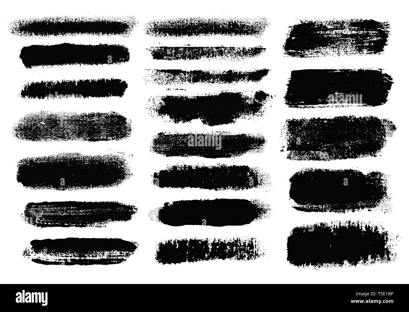 Brush strokes. Vector paintbrush set. Grunge design elements. Stock Vector