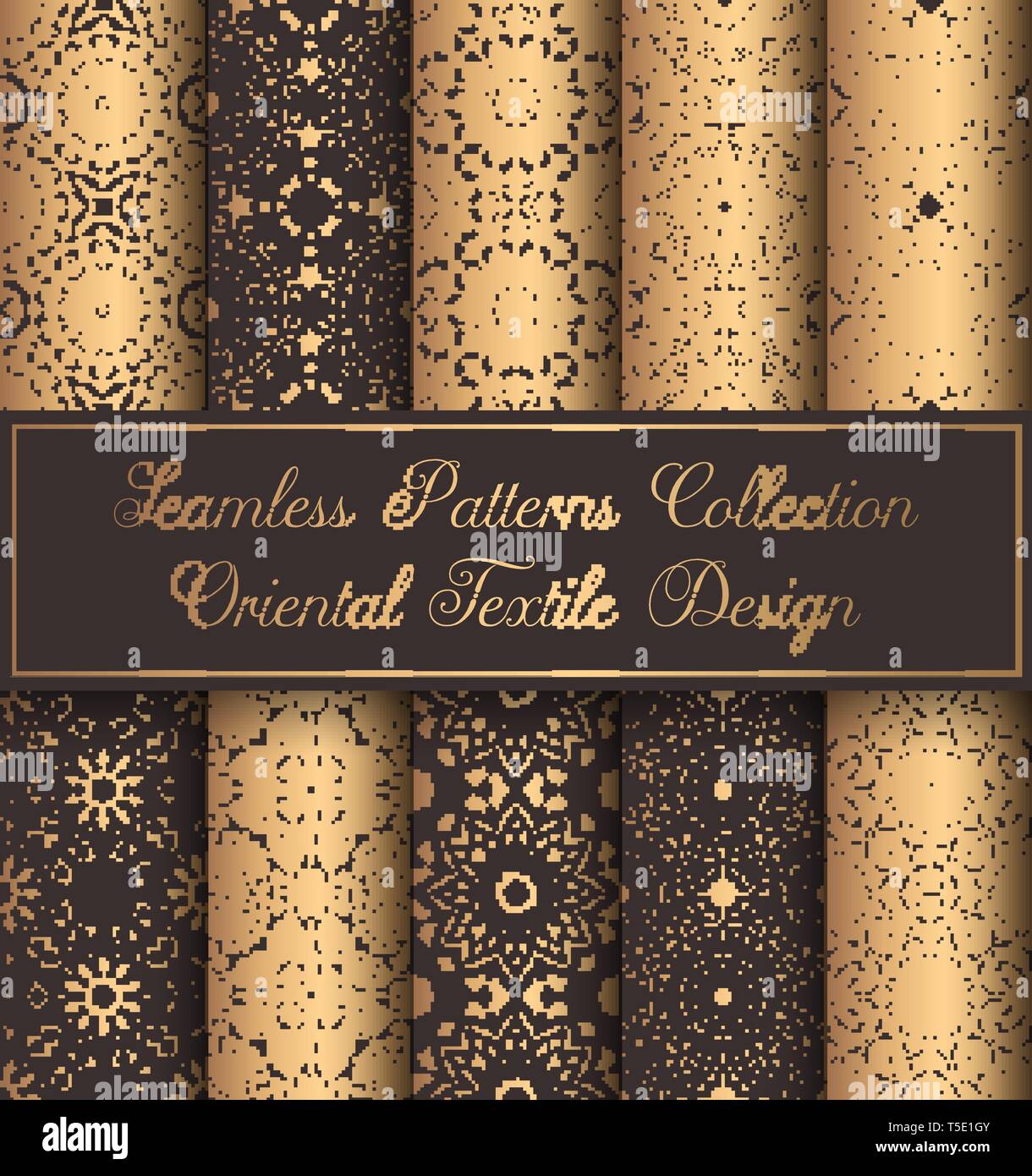 Vintage backgrounds luxury seamless patterns golden design elements Stock Vector