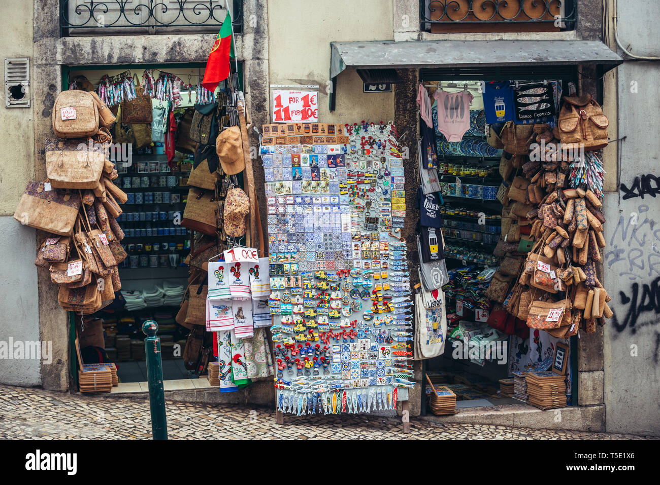 Gift shop in Calcada de Santo Andre Street in Lisbon city, Portugal Stock Photo