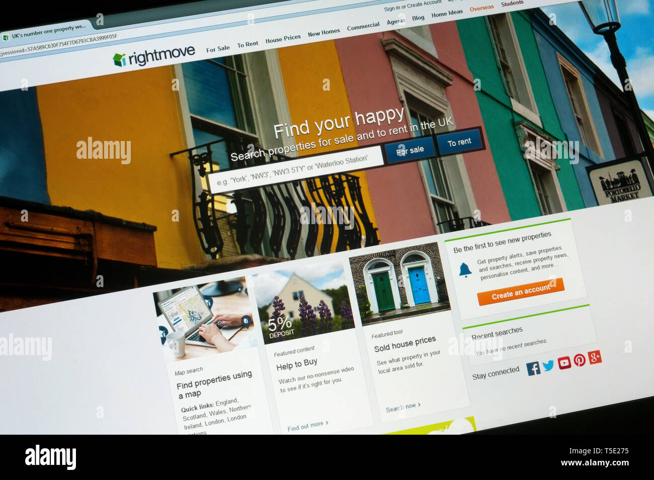 Home page of rightmove.co.uk, the UK online real estate portal and property website. Stock Photo