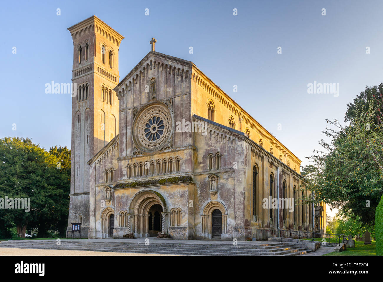 19th century St Mary and St Nicholas' parish church in Wilton built in Italianate Romanesque architecture, Wilton, Wiltshire, England, UK Stock Photo