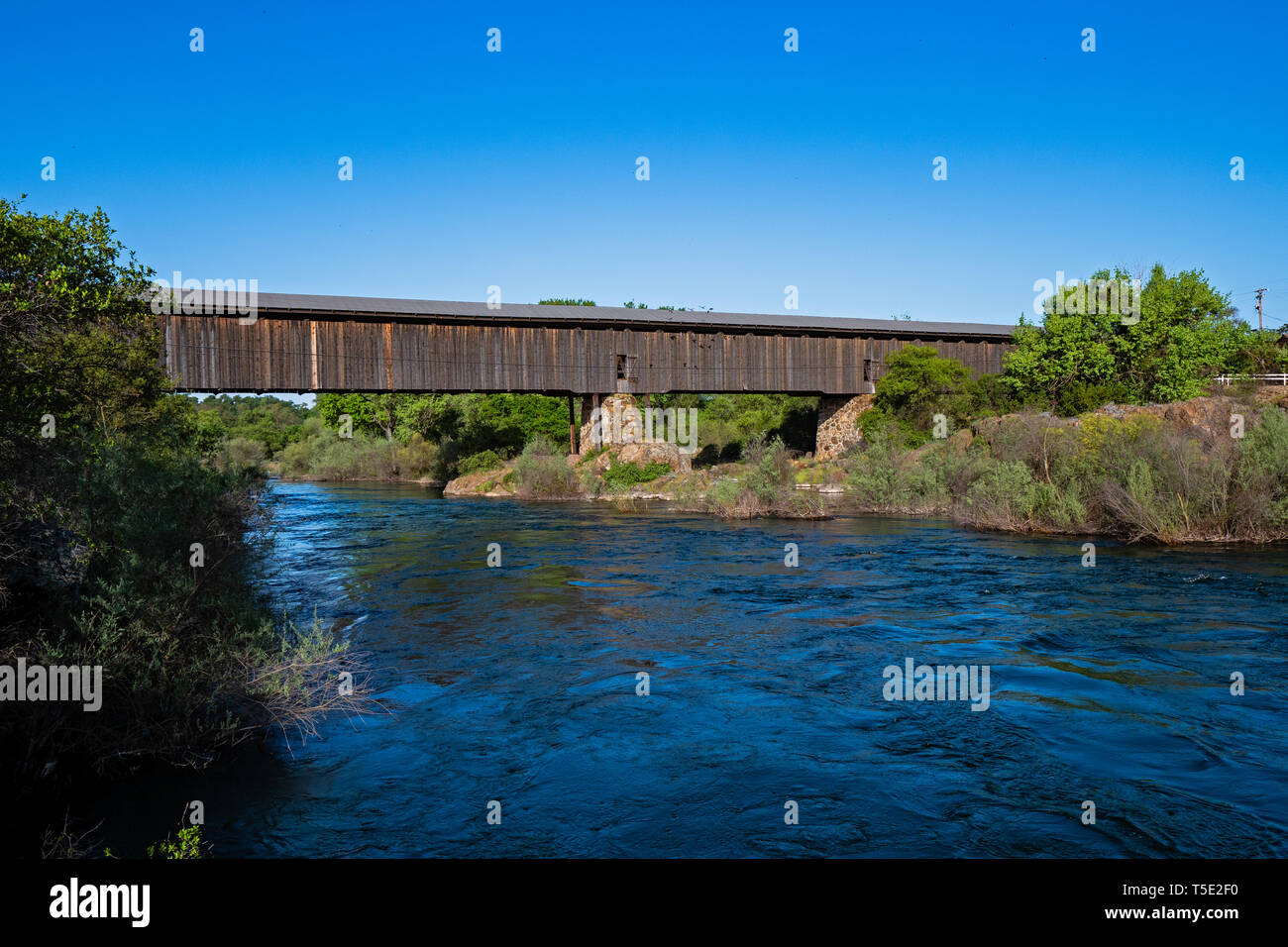 Knights Ferry Covered Bridge, California Stock Photo Alamy