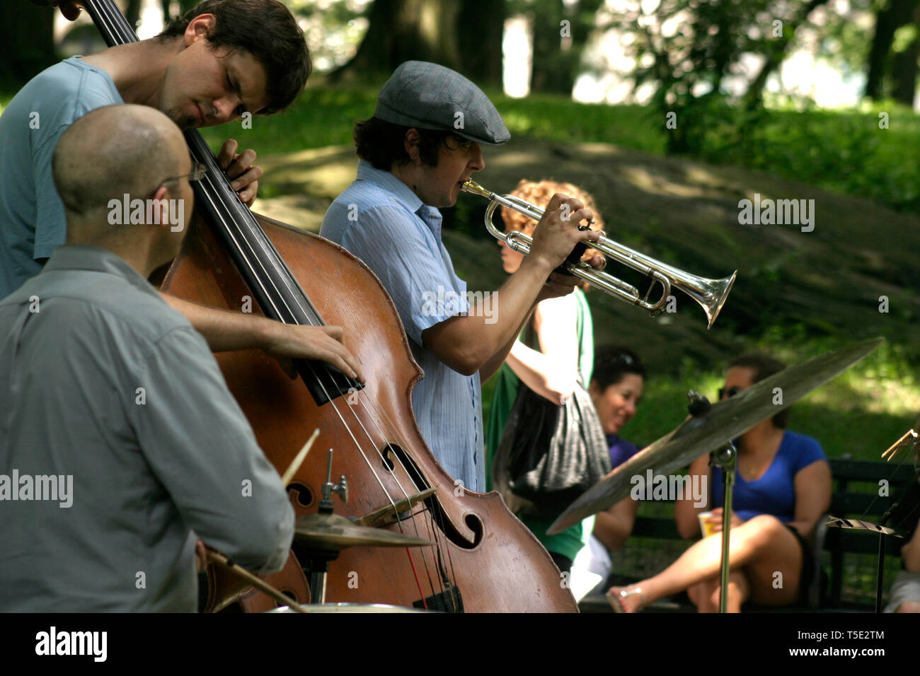 Small band playing Jazz in Central Park, New York City, USA Stock Photo