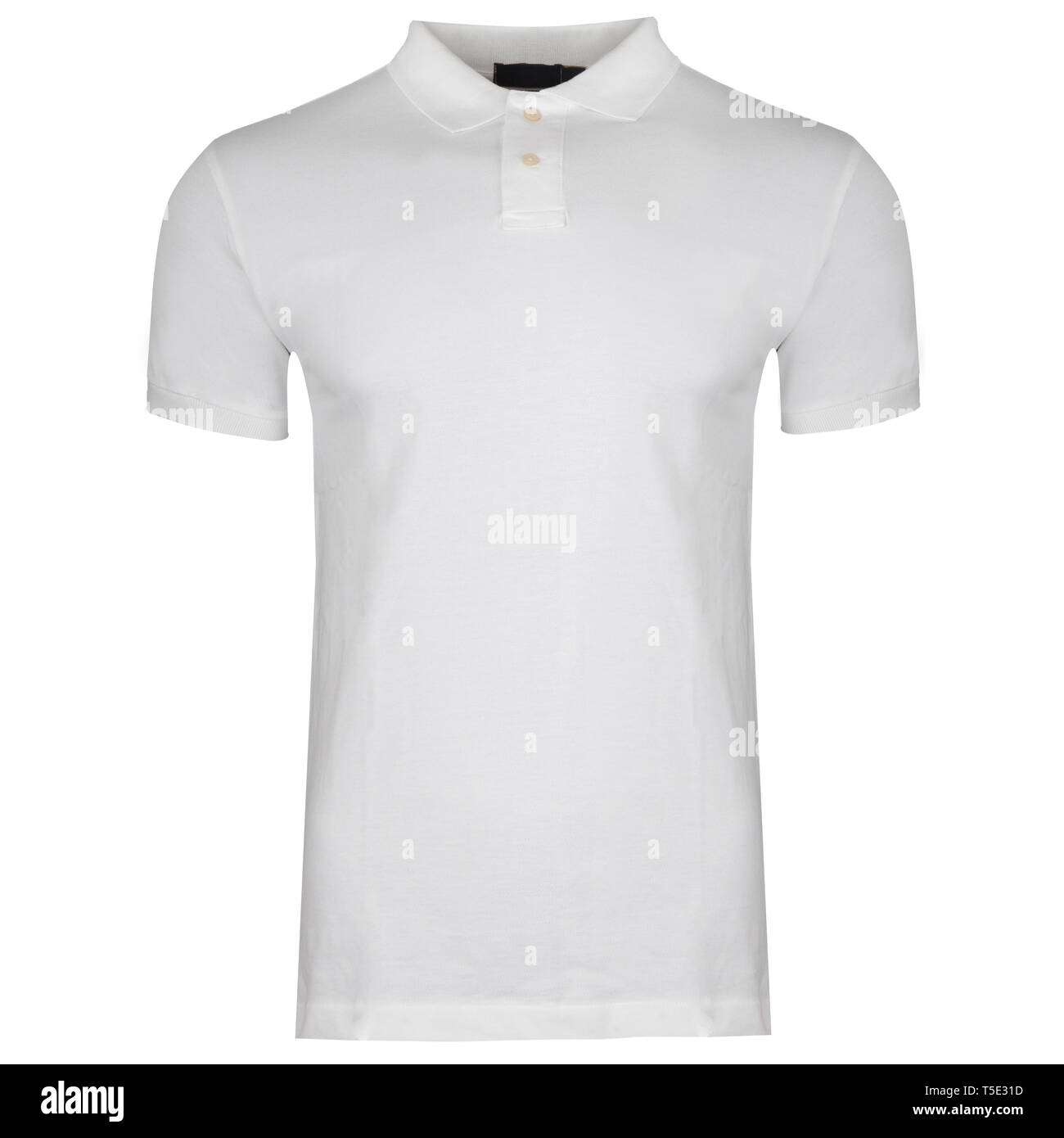White Polo shirt, clothes on a white background. White t-shirt, clothes, isolated. Stock Photo