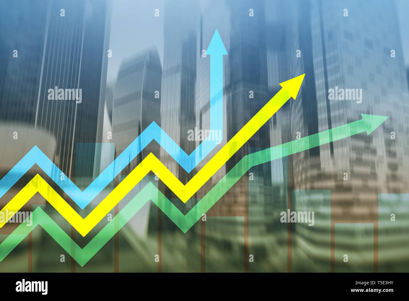 Financial growth arrows graph. Investment and trading concept Stock Photo