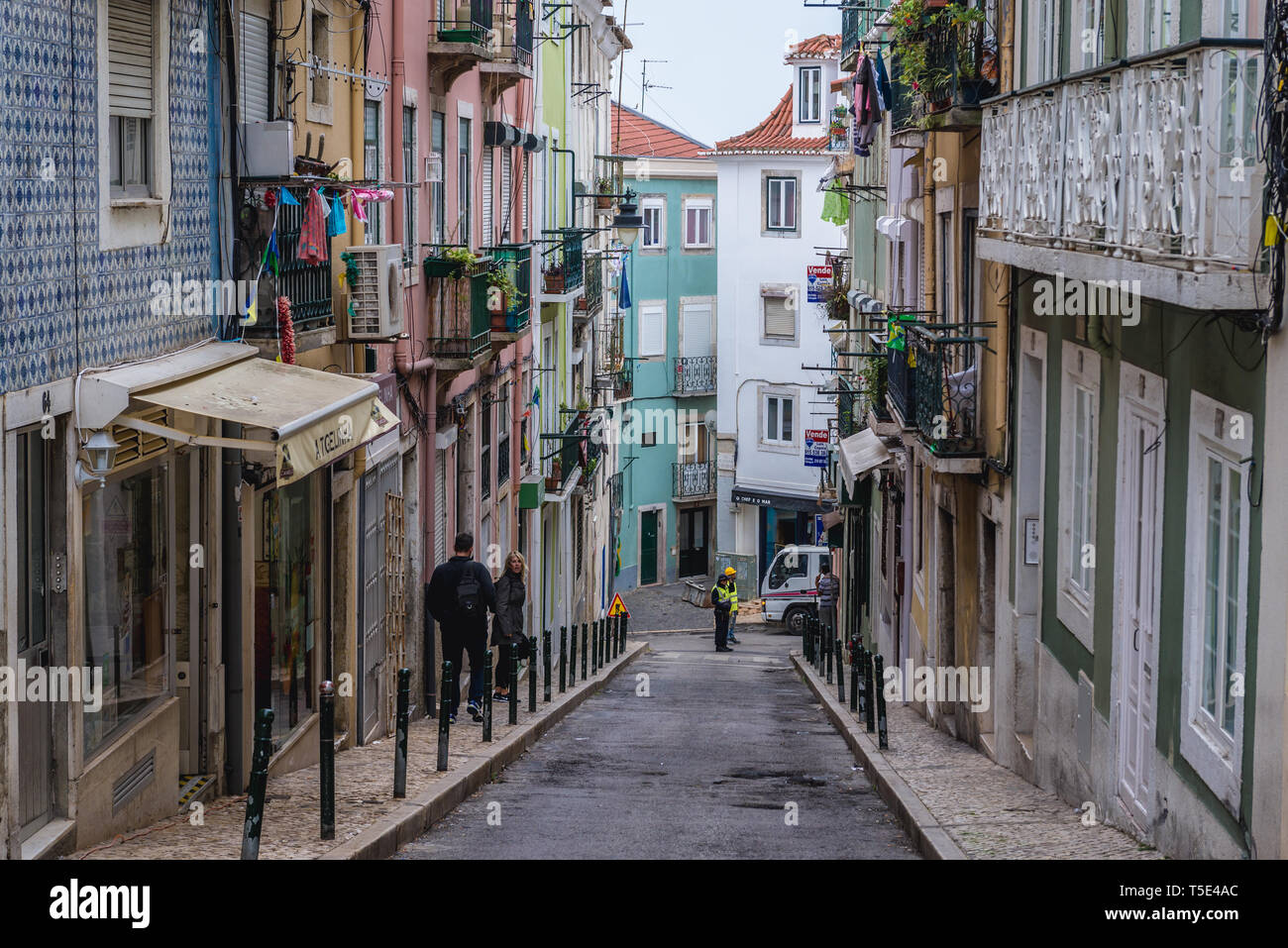 Calcada Santana street in Lisbon city, Portugal Stock Photo - Alamy