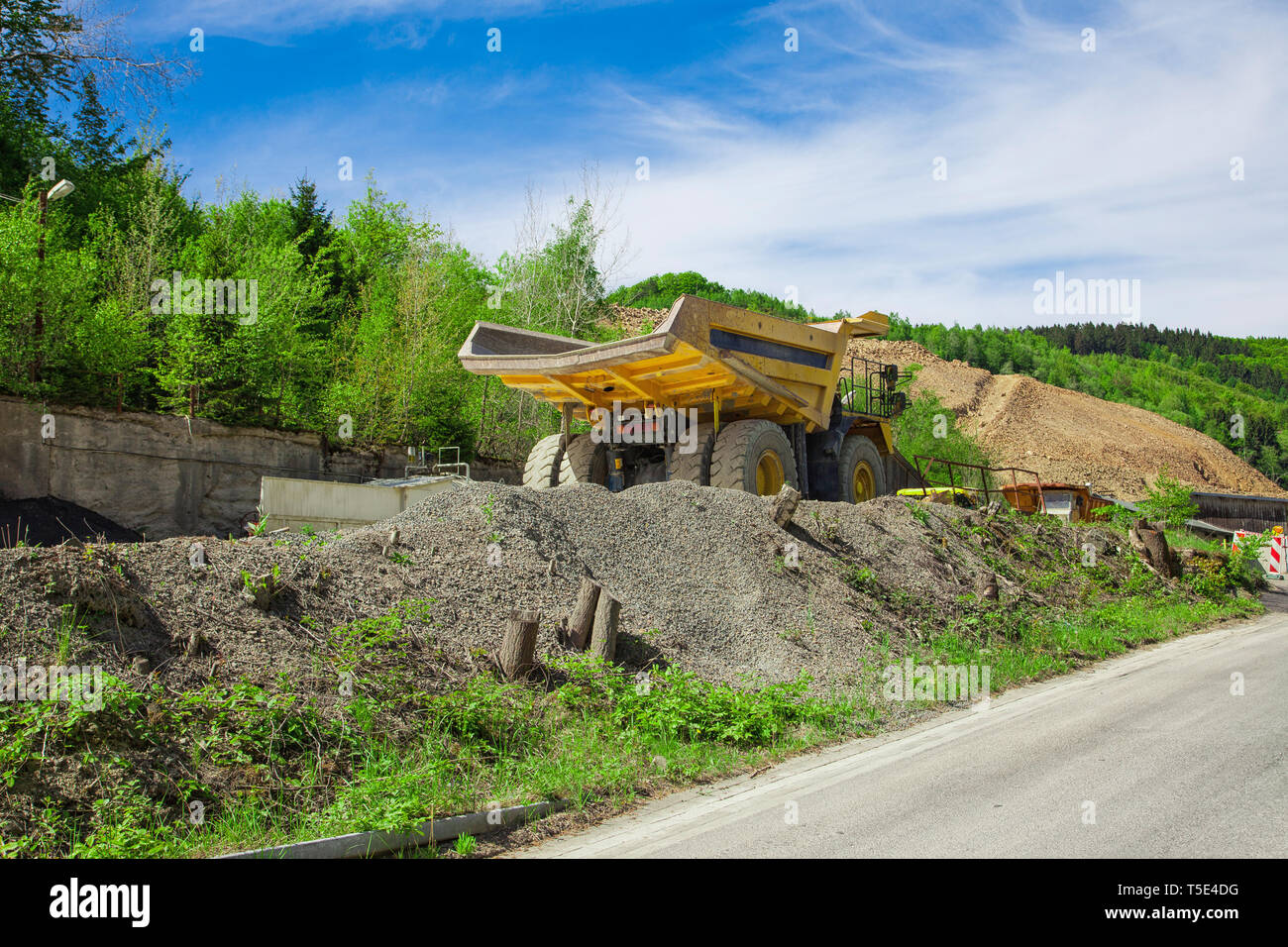 A monster truck in a basalt mine. Stock Photo