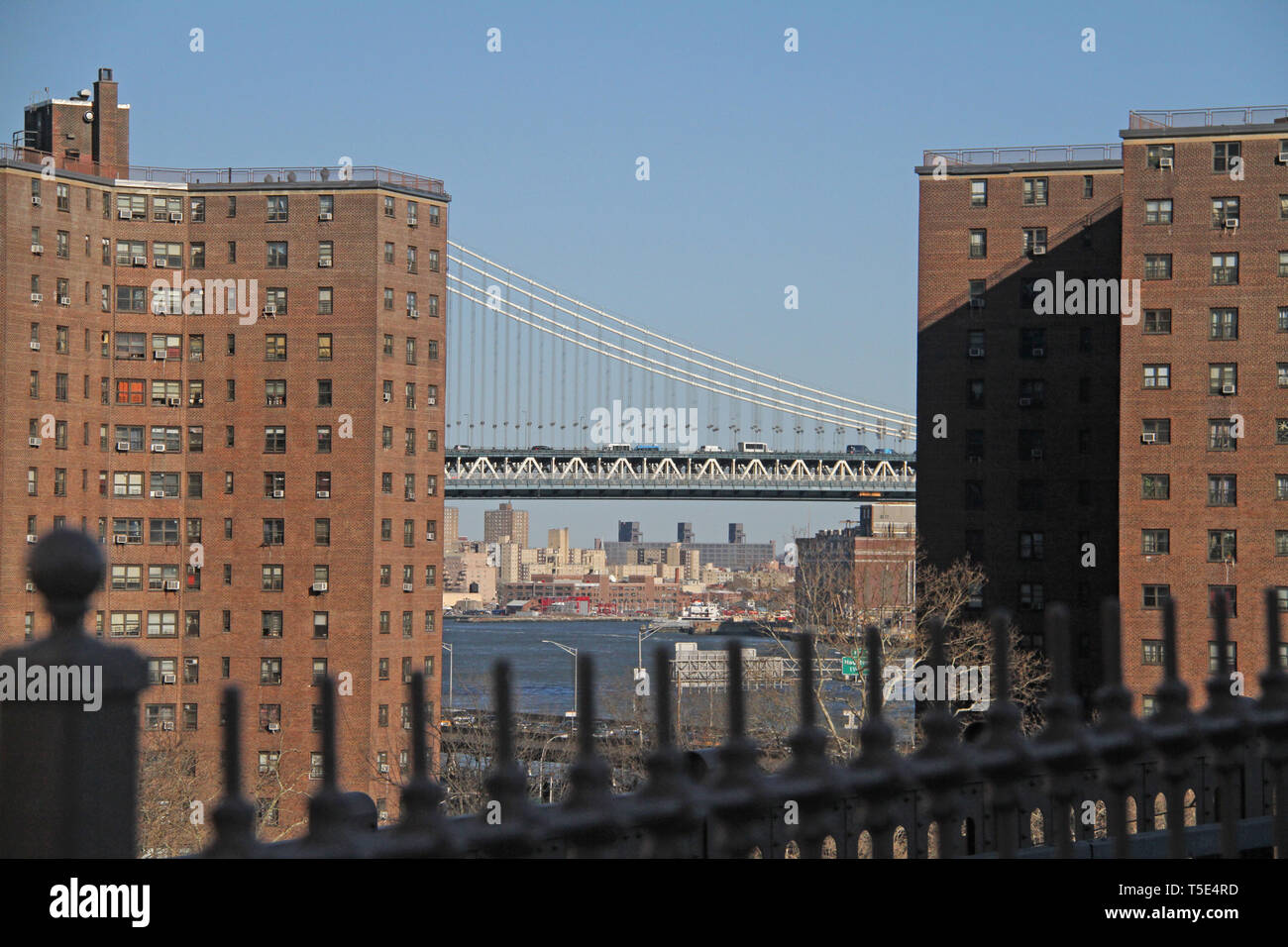 New York City, NY, USA. Apartment buildings with view of the Manhattan