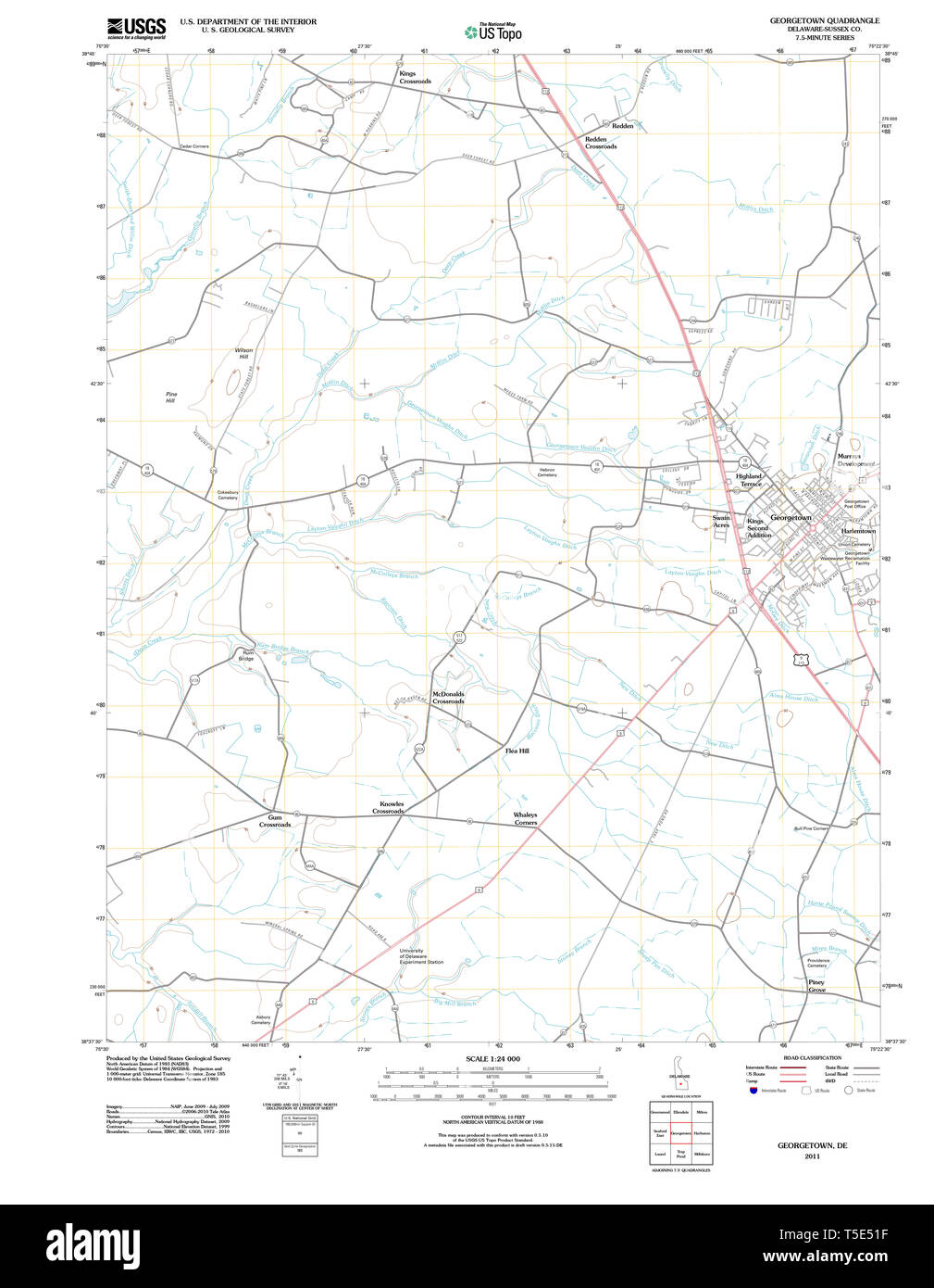 USGS TOPO Map Deleware DE Georgetown 20110503 TM Restoration Stock Photo