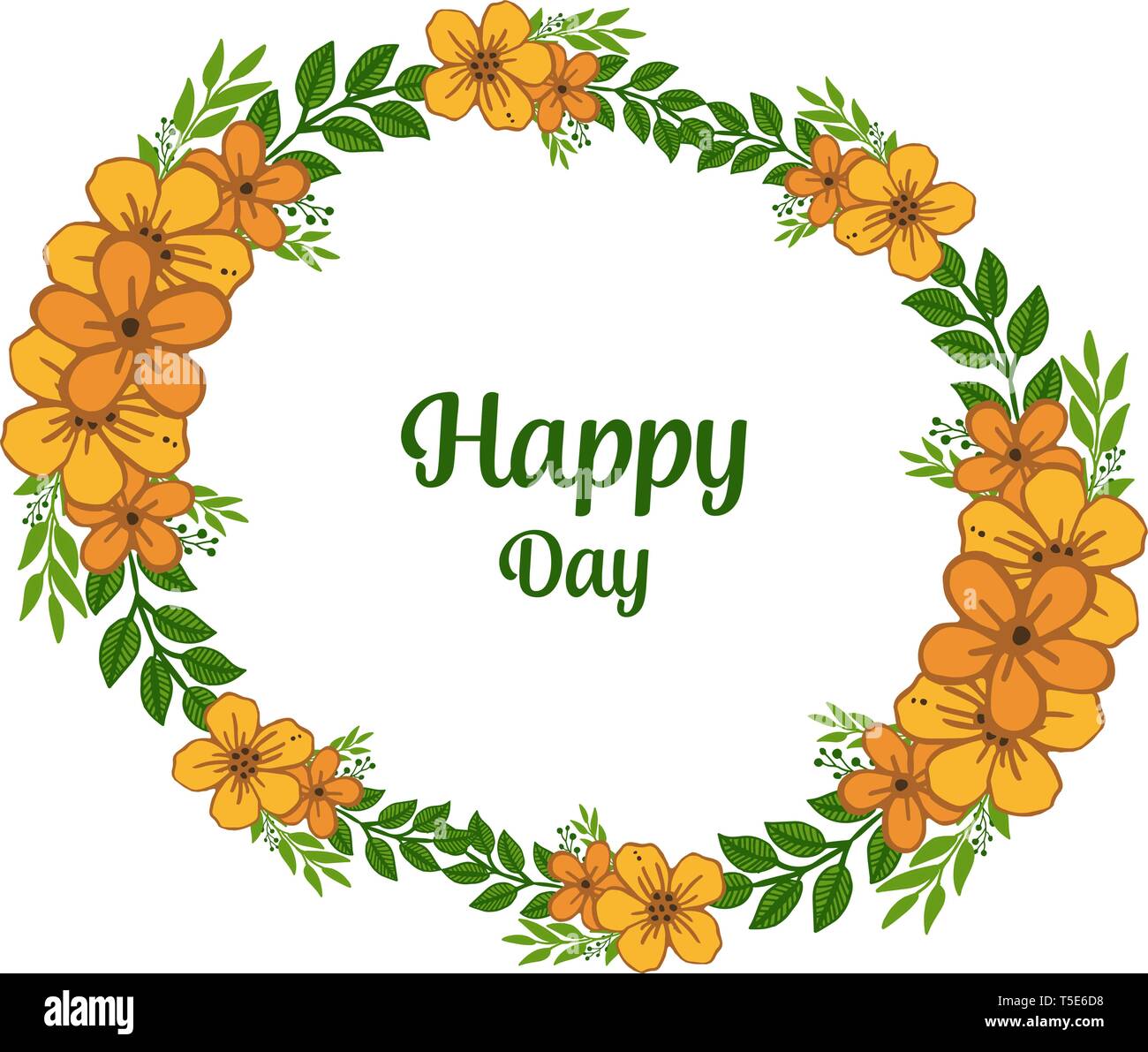 Vector illustration round shape of orange flower frame with design of ...
