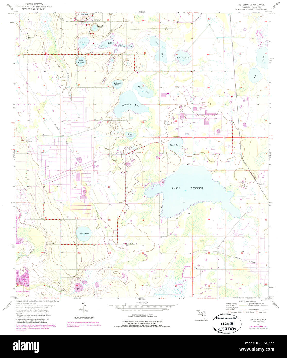 USGS TOPO Map Florida FL Alturas 344907 1955 24000 Restoration Stock ...