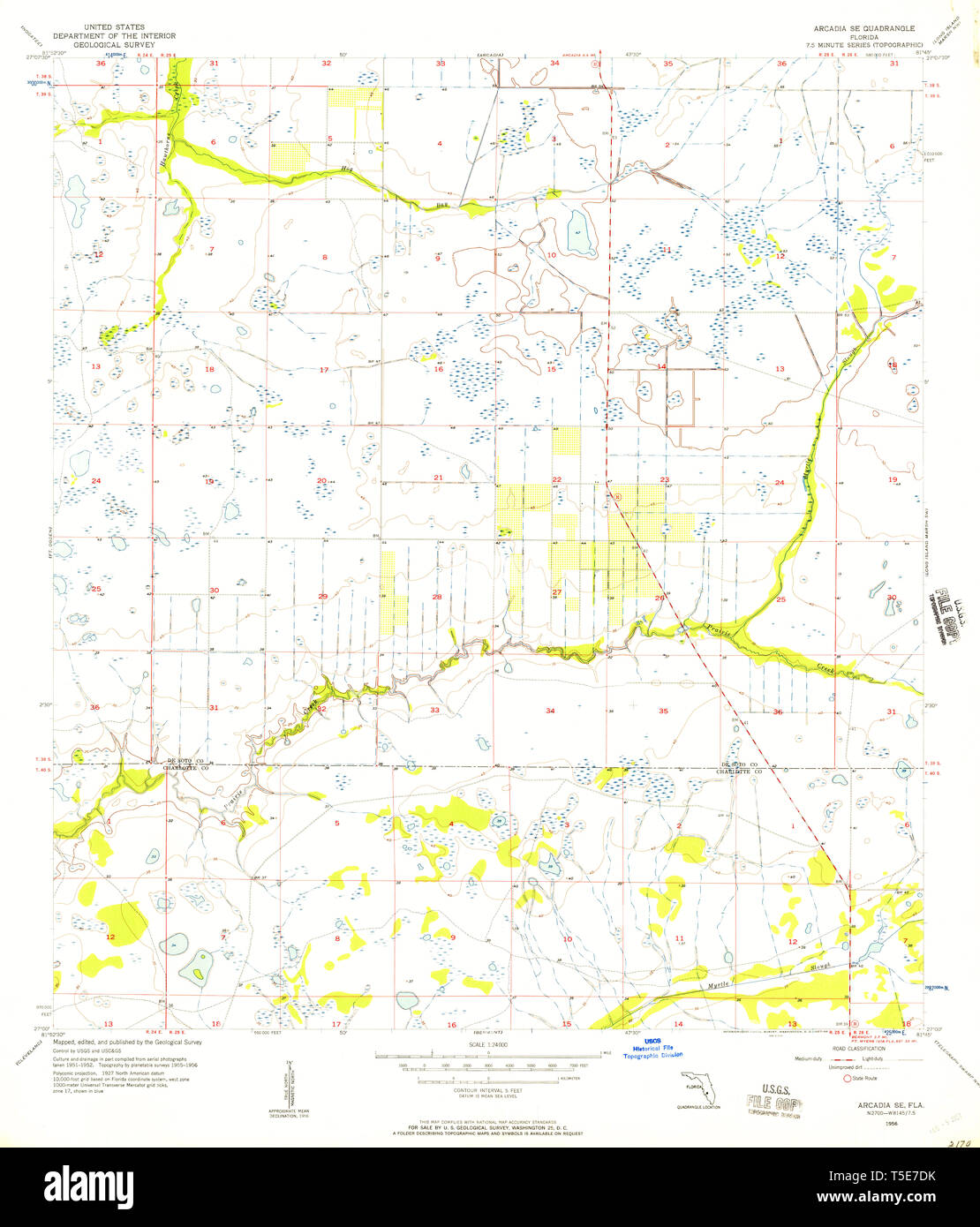 Arcadia florida map hi res stock - Usgs Topo Map Florida Fl Arcadia Se 344968 1956 24000 Restoration T5E7DK