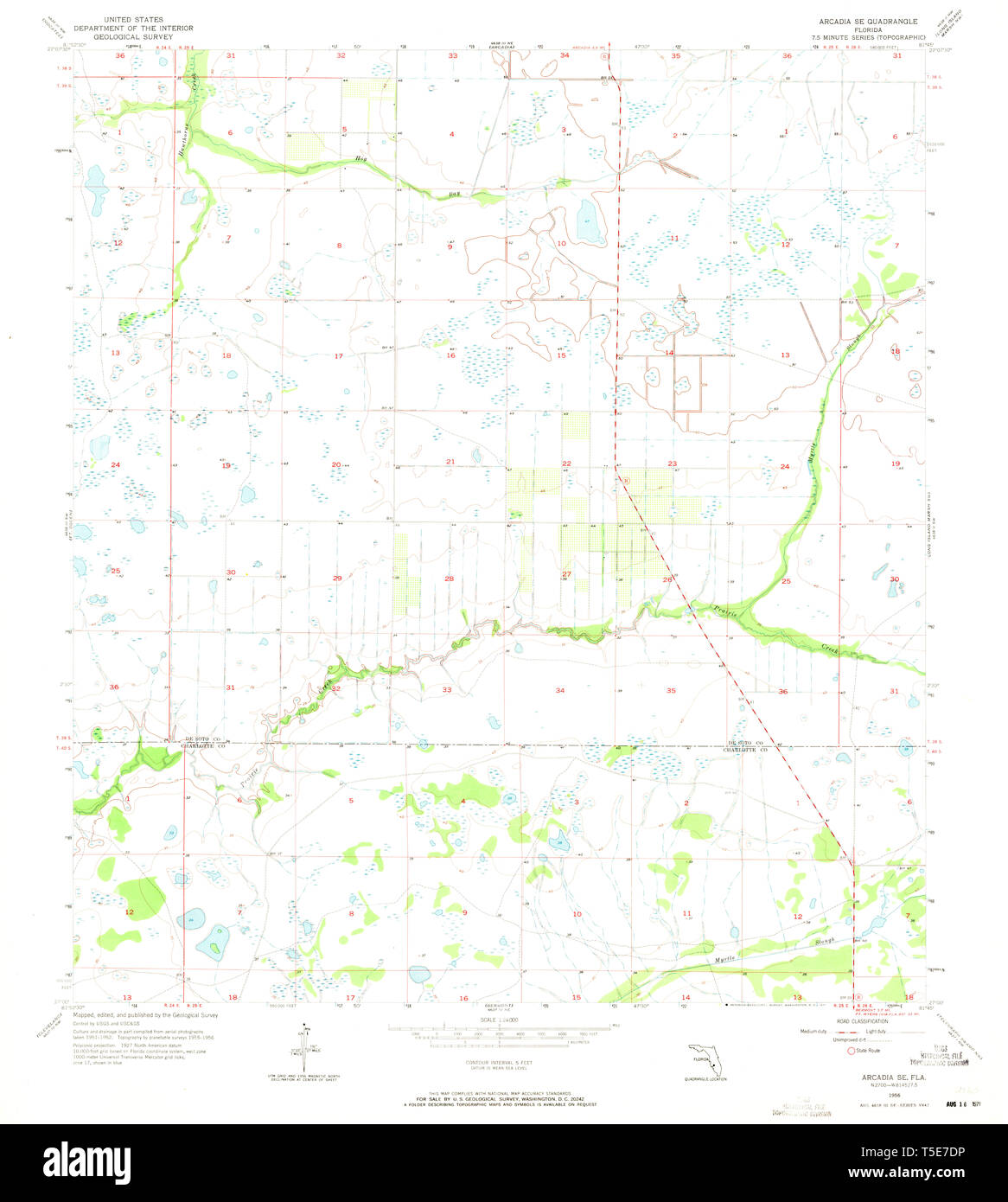Map of arcadia hi res stock photography - Usgs Topo Map Florida Fl Arcadia Se 344969 1956 24000 Restoration T5E7DP 