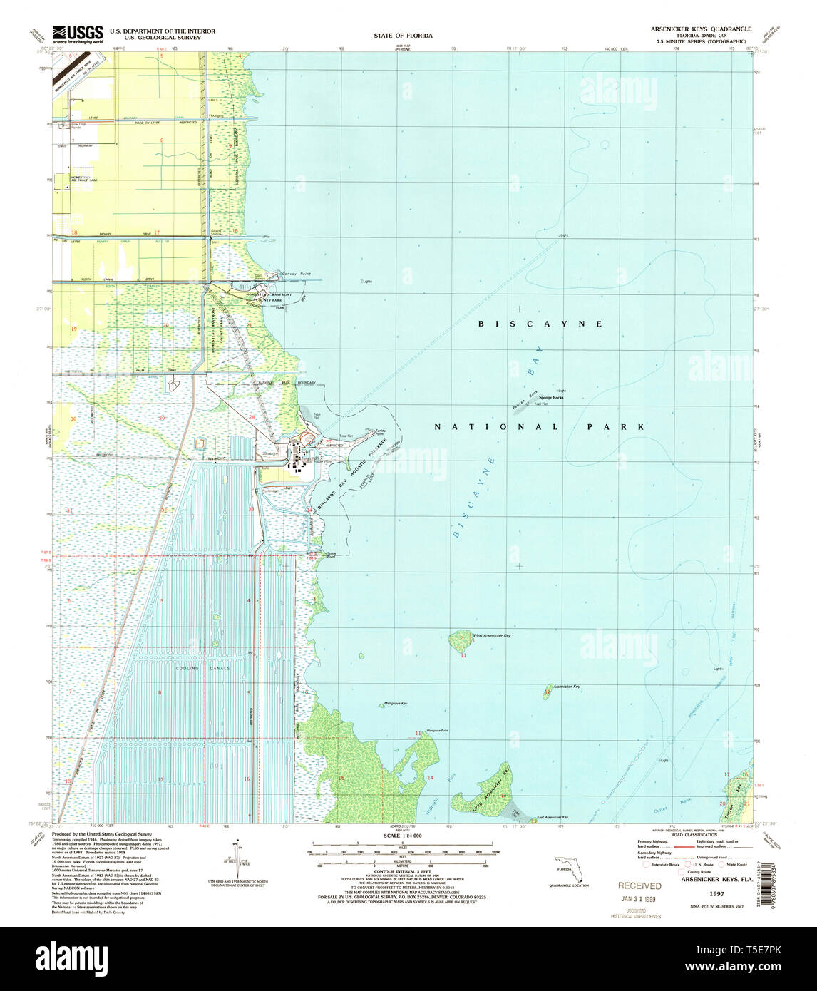 USGS TOPO Map Florida FL Arsenicker Keys 345006 1997 24000 Restoration Stock Photo