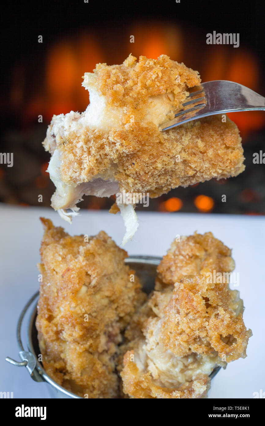 Southern fried Chicken thighs Stock Photo Alamy