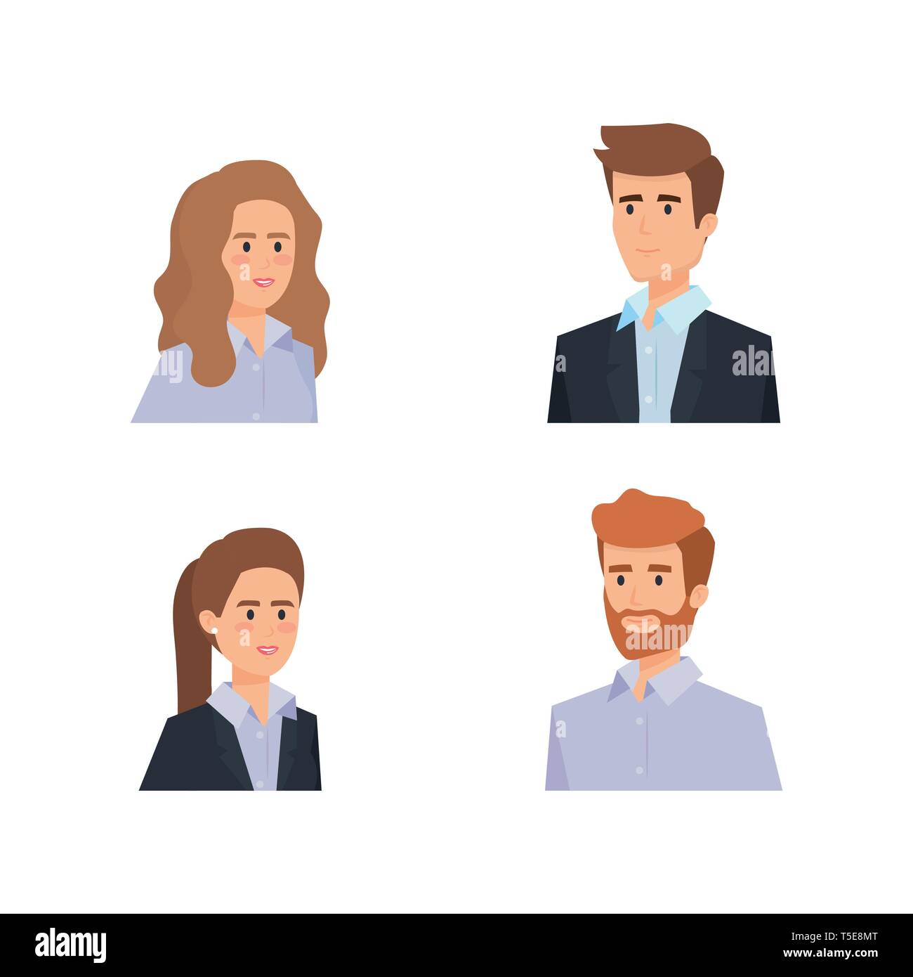 Set Professional Elegant Businesspeople Executive With Hairstyle