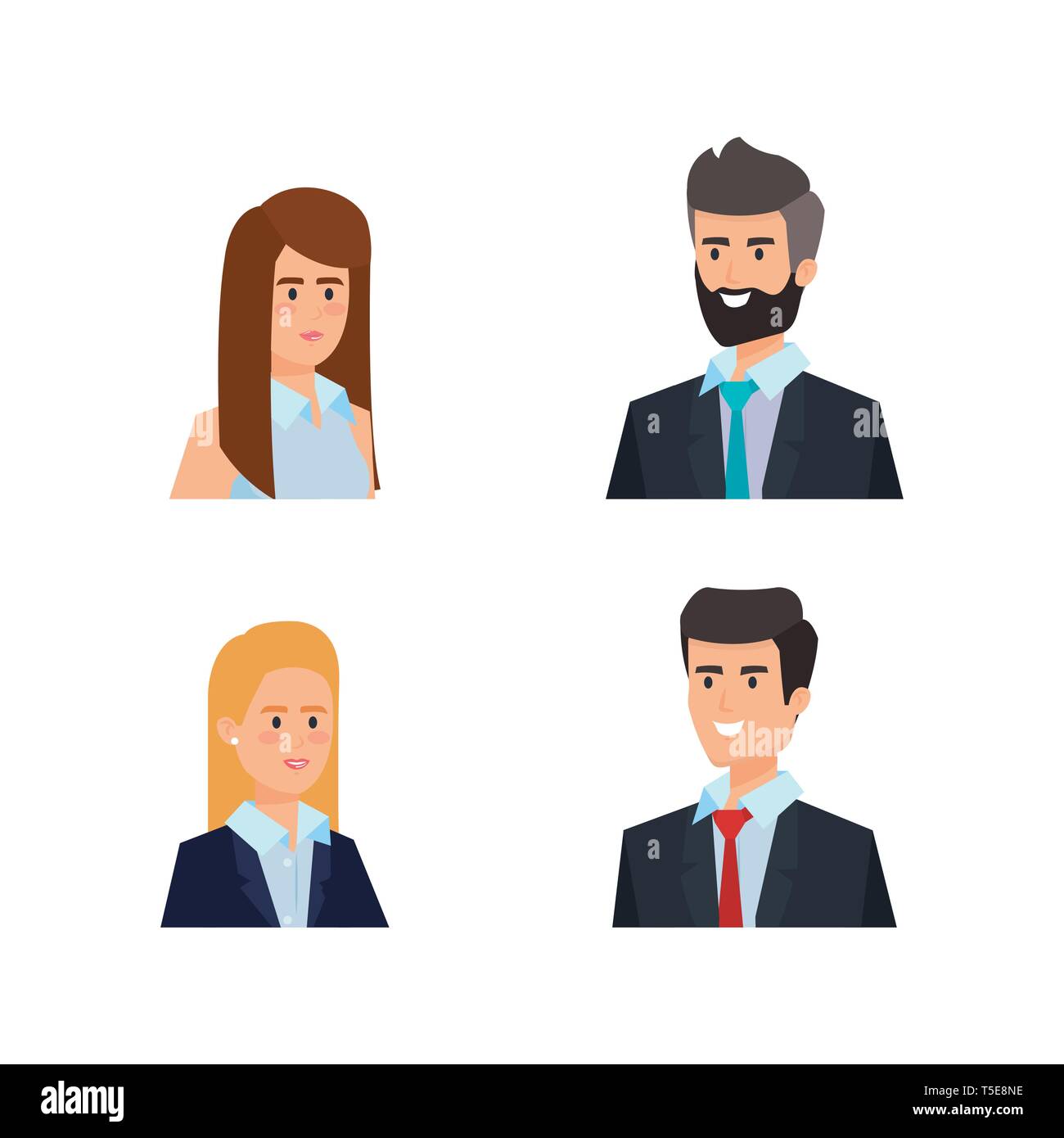 Set Professional Businesspeople Elegant Executive With Hairstyle