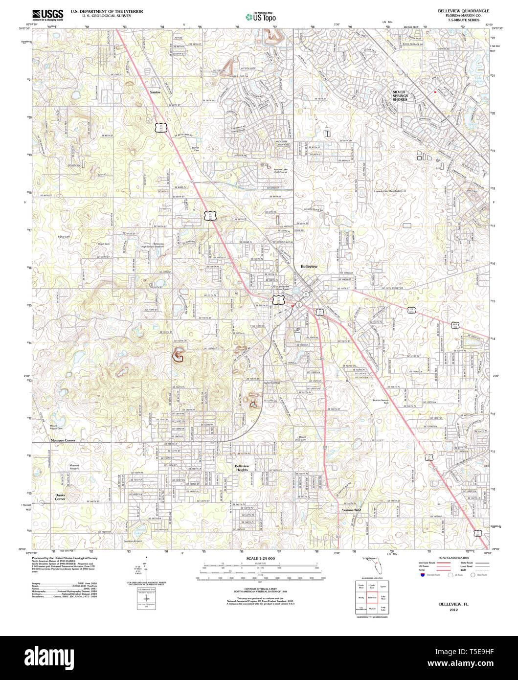 Map Of Belleview Florida Belleview Florida Map Hi-Res Stock Photography And Images - Alamy