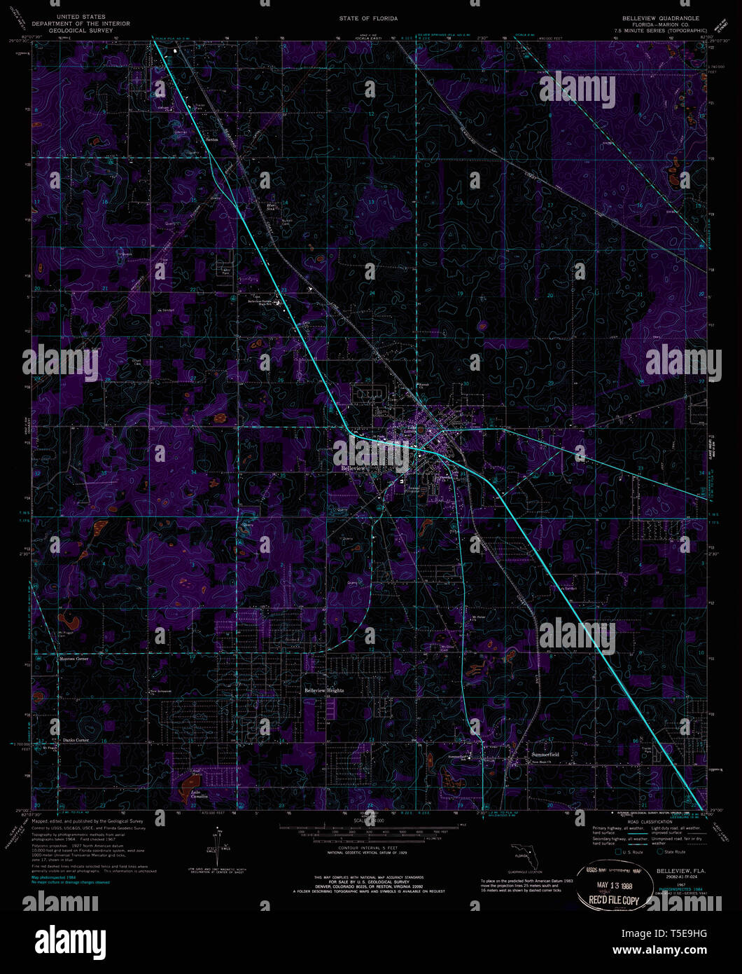 Map of belleview florida hi res - Usgs Topo Map Florida Fl Belleview 345161 1967 24000 Inverted Restoration T5E9HG
