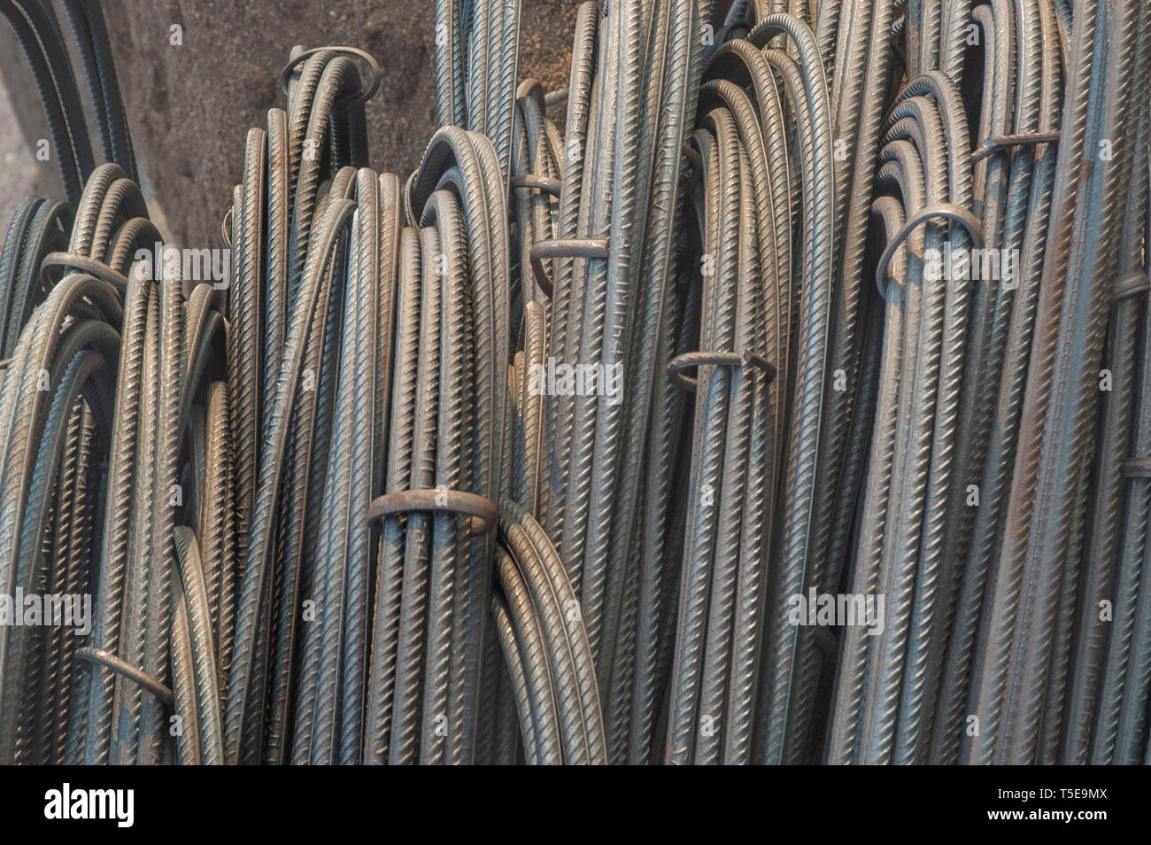 Ribbed Tor Steel bars Stock Photo