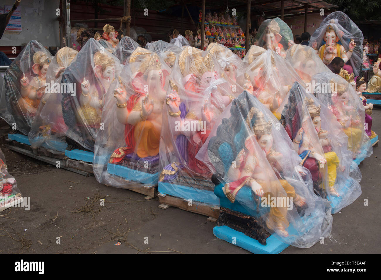Idols of Ganesha kept for sell, Pune, Maharashtra, India, Asia Stock Photo